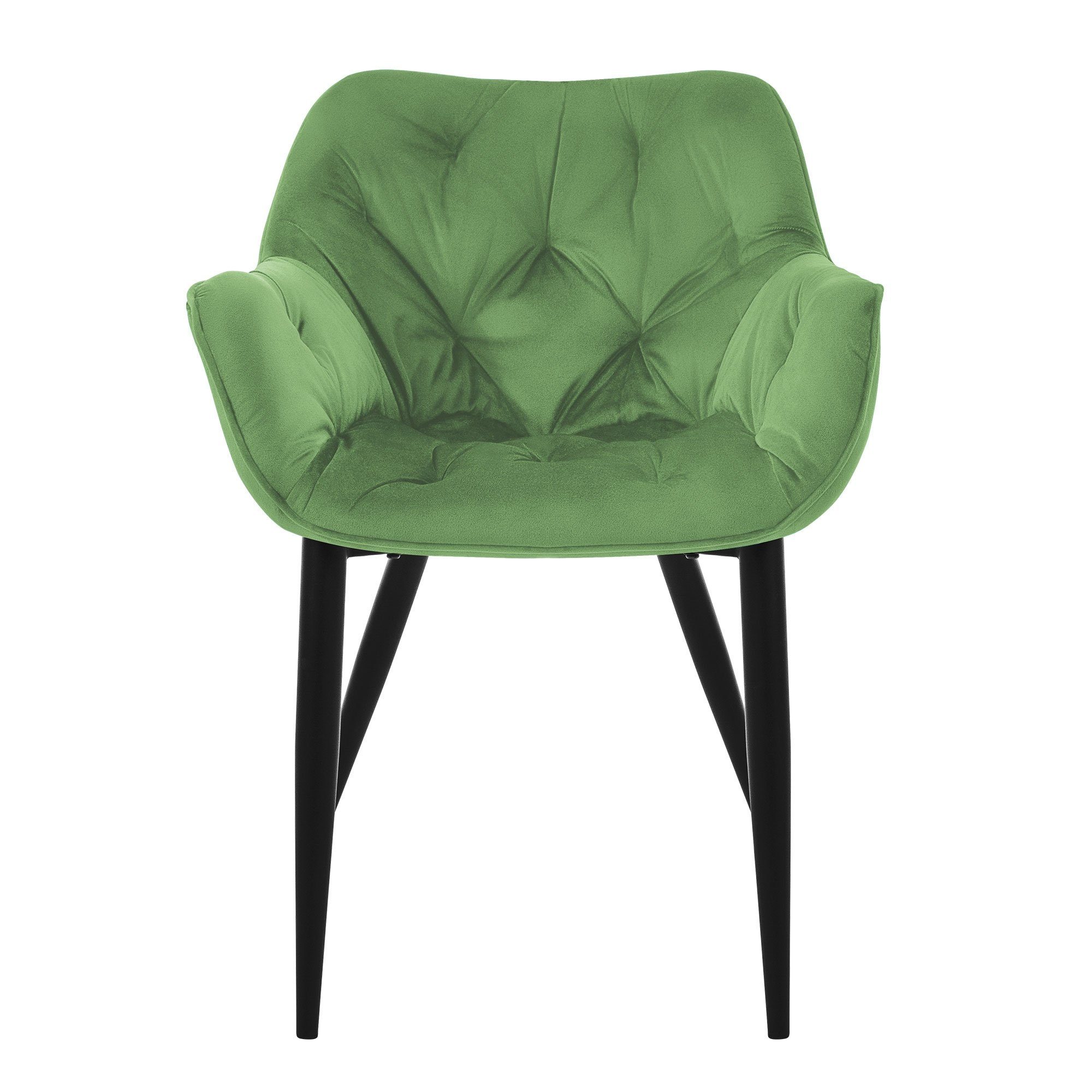 Ergonomisch Metallbeinen Wohnzimmerstuhl Stuhl Sessel, Küchenstuhl 2er Polsterstuhl ML-DESIGN Samtstoff Salbei Set