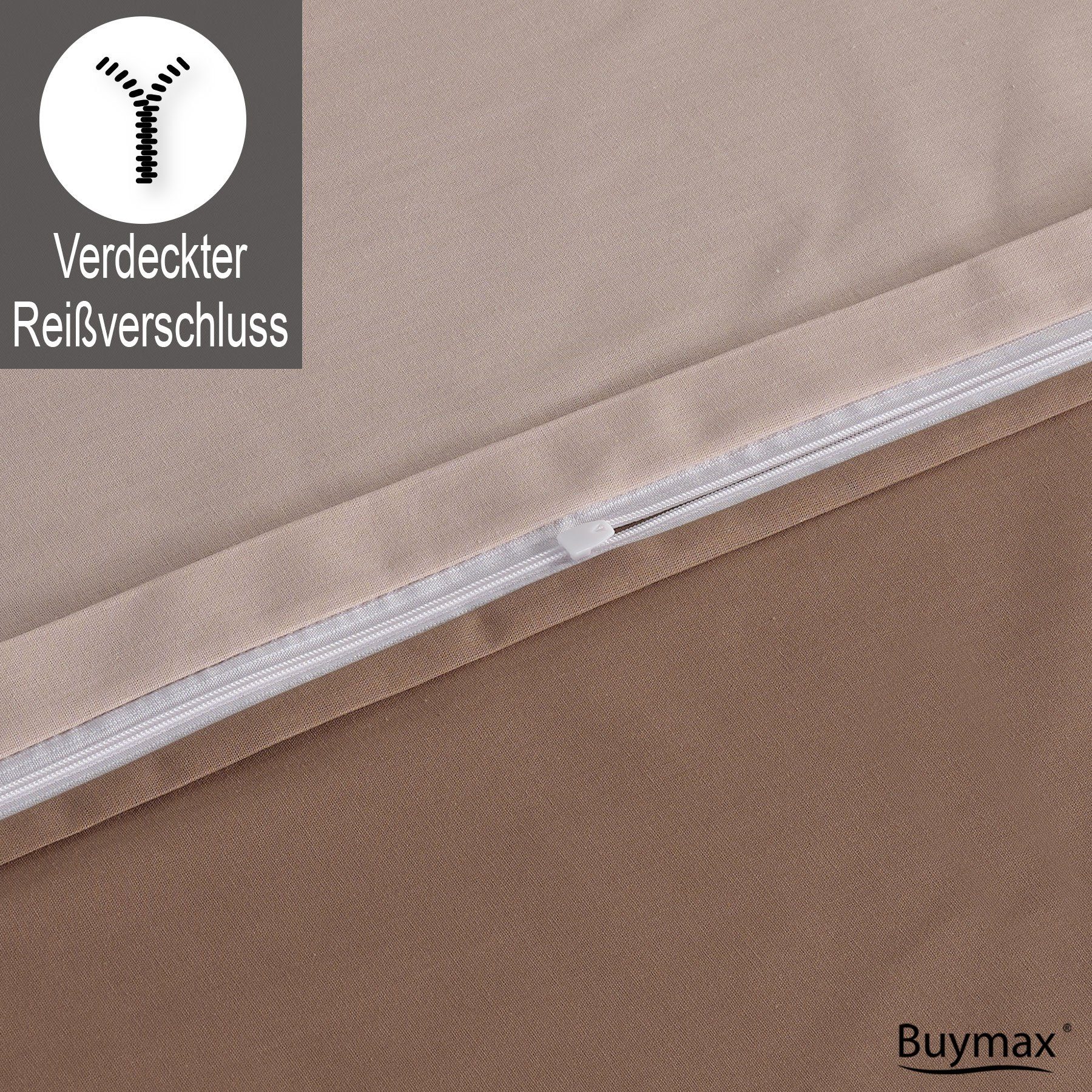 Buymax Bettwäsche Wendebettwäsche, Renforcé, 2 teilig, Bettbezug-Set 155x220 cm 100% Baumwolle mit Reißverschluss Einfarbig