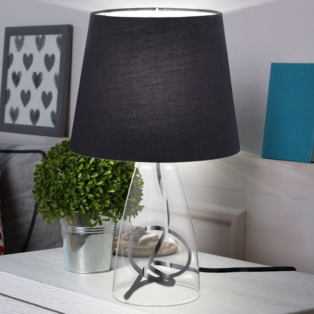 WOFI Tischleuchte, Leuchtmittel nicht inklusive, Tisch Lese Büro Lampe Leuchte Textil Schirm schwarz Action