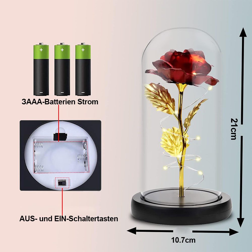 Kunstblume Künstliche Ewige Rose im Glas, günstig online kaufen