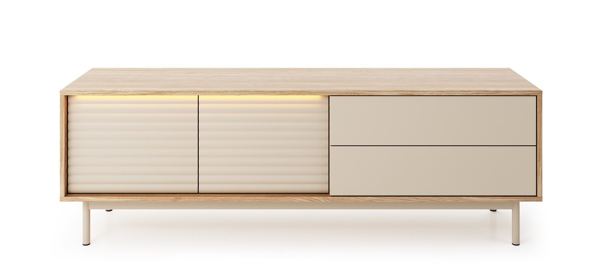 99rooms Lowboard Kolja (TV-Kommode, TV-Schrank, Fernsehschrank), Modern Design, ABS-Schutzkanten, 2 Schubladen, 2 Fächer, mit 2 Türen