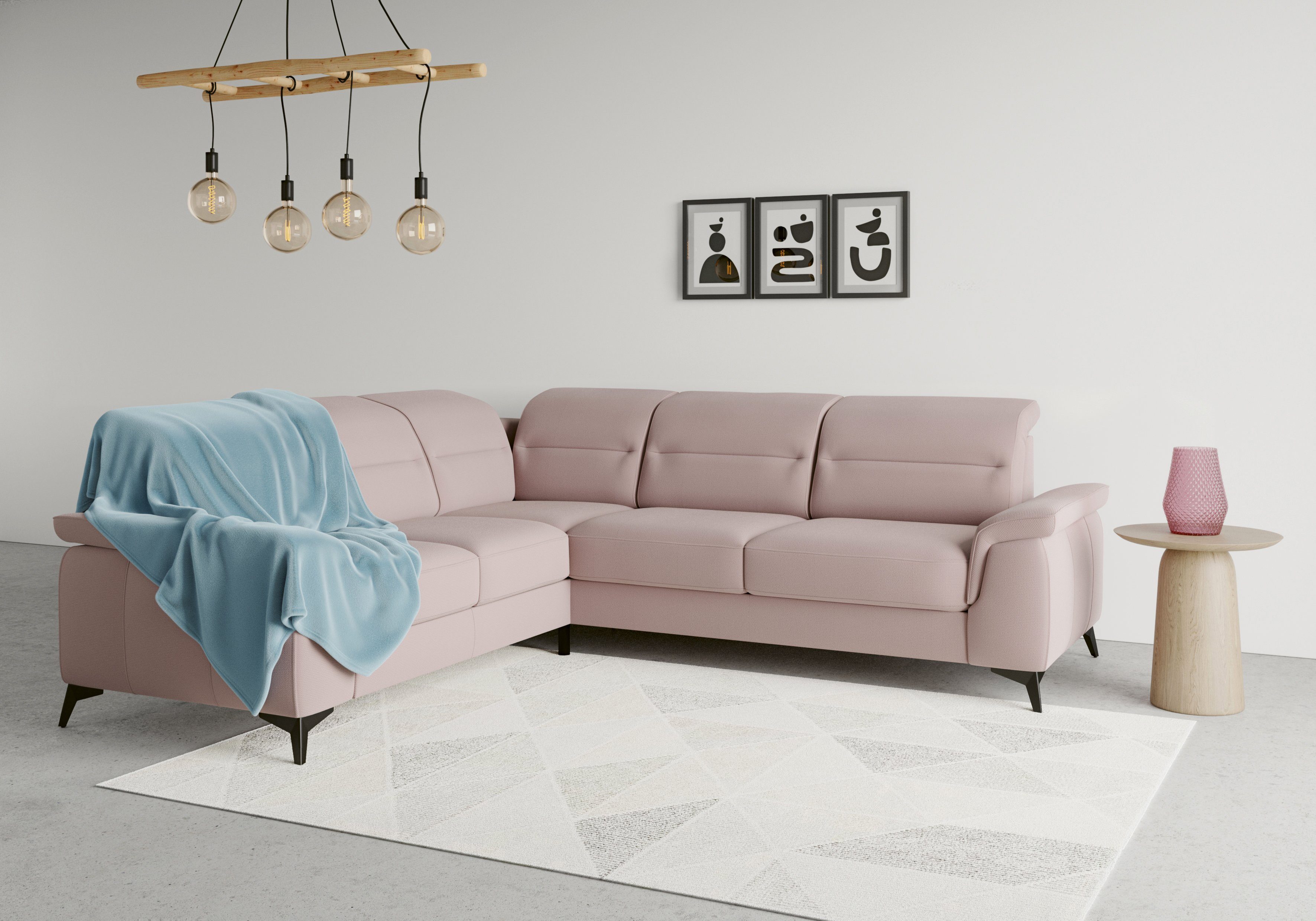 sit&more Ecksofa Sinatra, optinal mit Kopfteilverstellung und Armteilfunktion, Metallfüße | Ecksofas