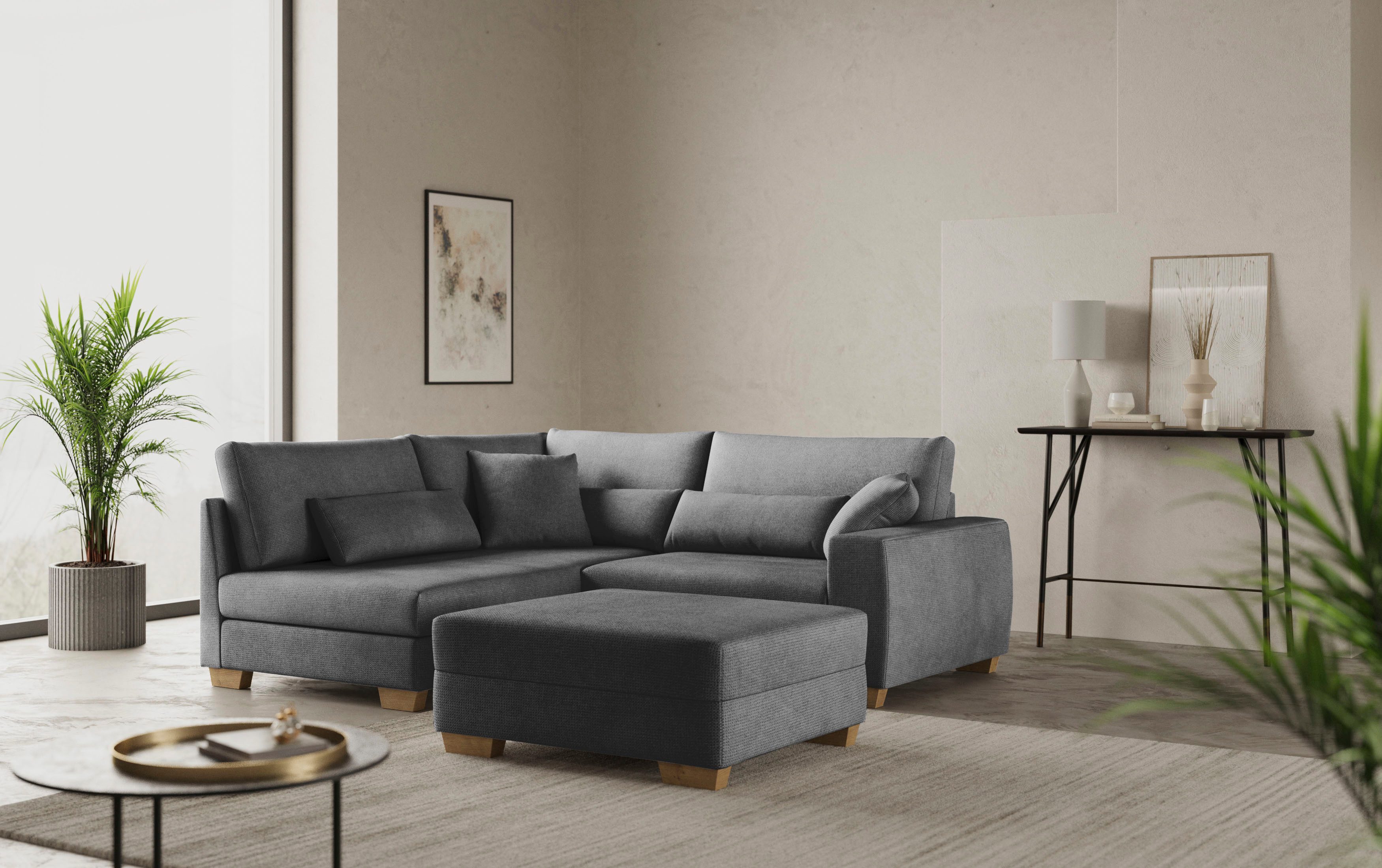 Mr. Couch Ecksofa Hilla L-Form, Mit Federkern, wahlweise mit Bettfunktion und Taschenfederkern