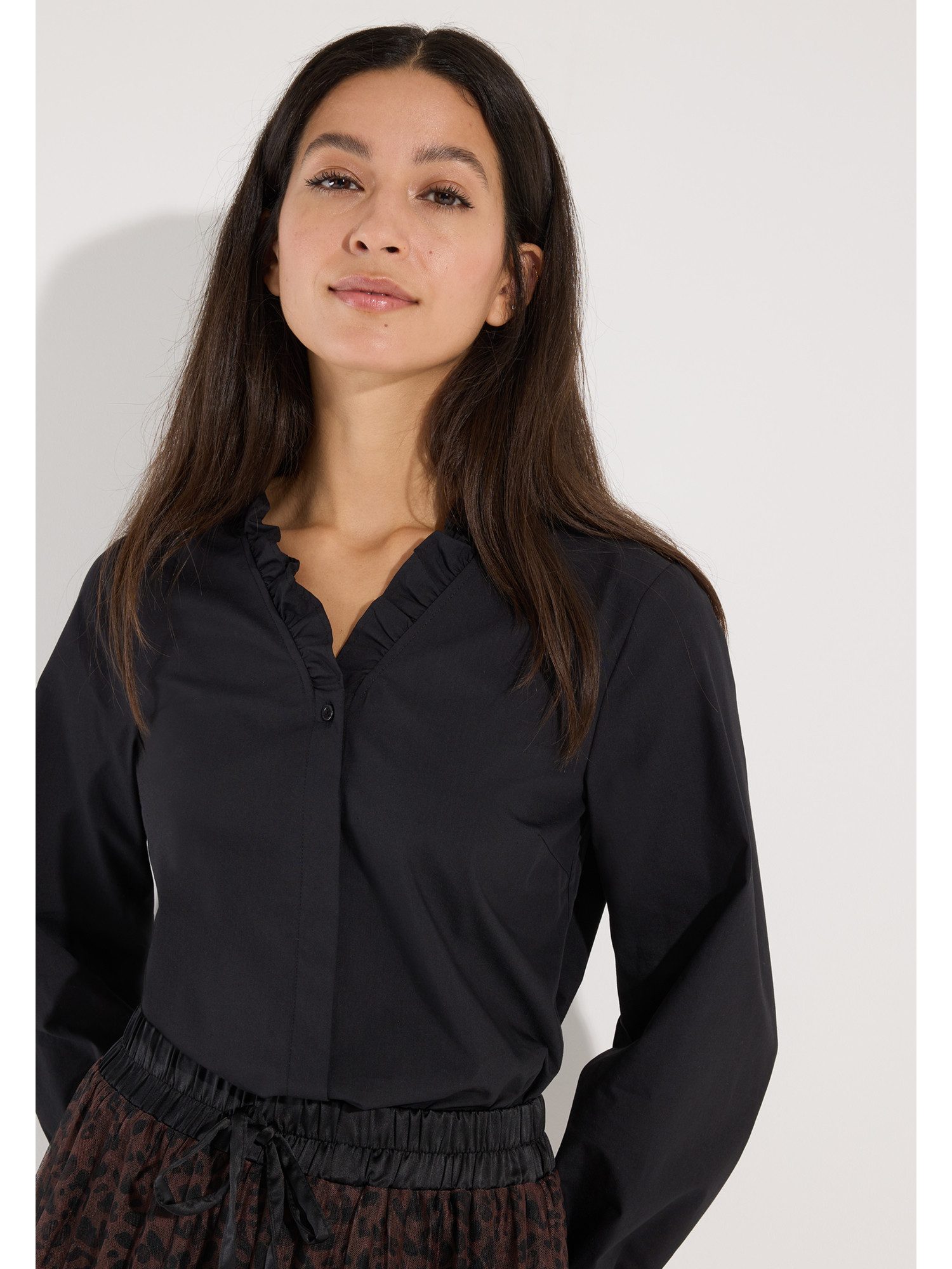 Langarmbluse feminine, süße Rüschenbluse