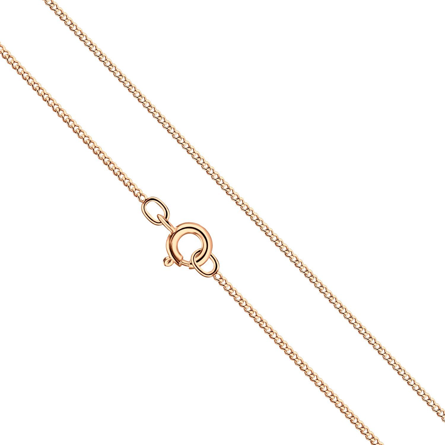 LÖB Panzerkette Halskette 925 Silber Kette Panzer Roségold 45cm, Silberkette Ohne Anhänger vergoldet 45 cm Panzerkette Glieder Collier Goldkette Schlicht Dünn Einfach für Damen Herren Kinder Rose Gold