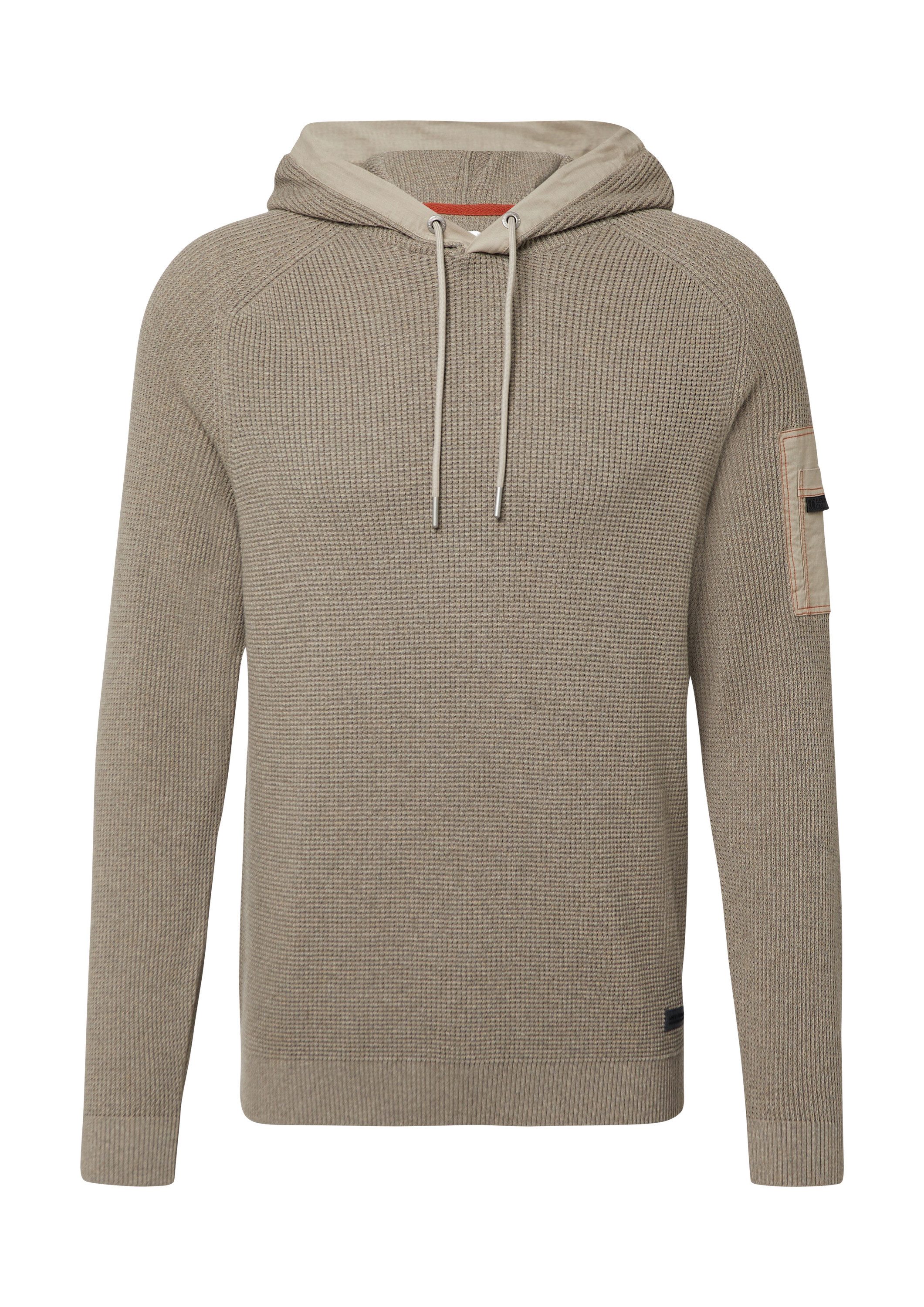 s.Oliver Longpullover Strickpullover Struktur-Hoodie im Materialmix mit Ärm günstig online kaufen