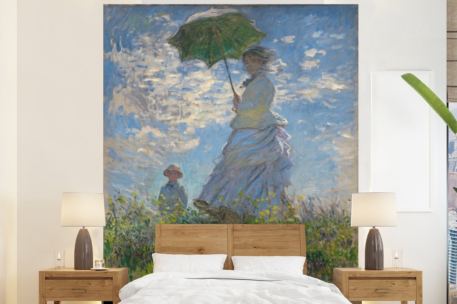 Wohnzimmer bedruckt, Fototapete von Monet, Matt, - St), Küche, mit Gemälde Sonnenschirm Vliestapete (3 Fototapete Claude MuchoWow für Schlafzimmer Frau