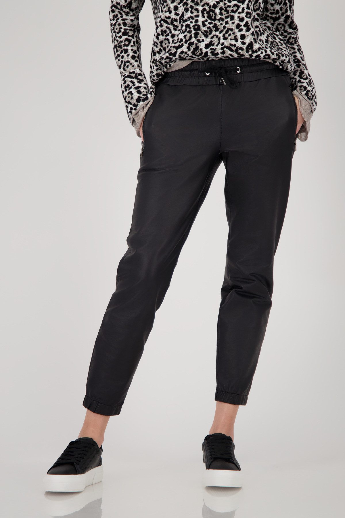 Monari Lederimitathose Hose Lederoptik Mit gerader Beinform günstig online kaufen