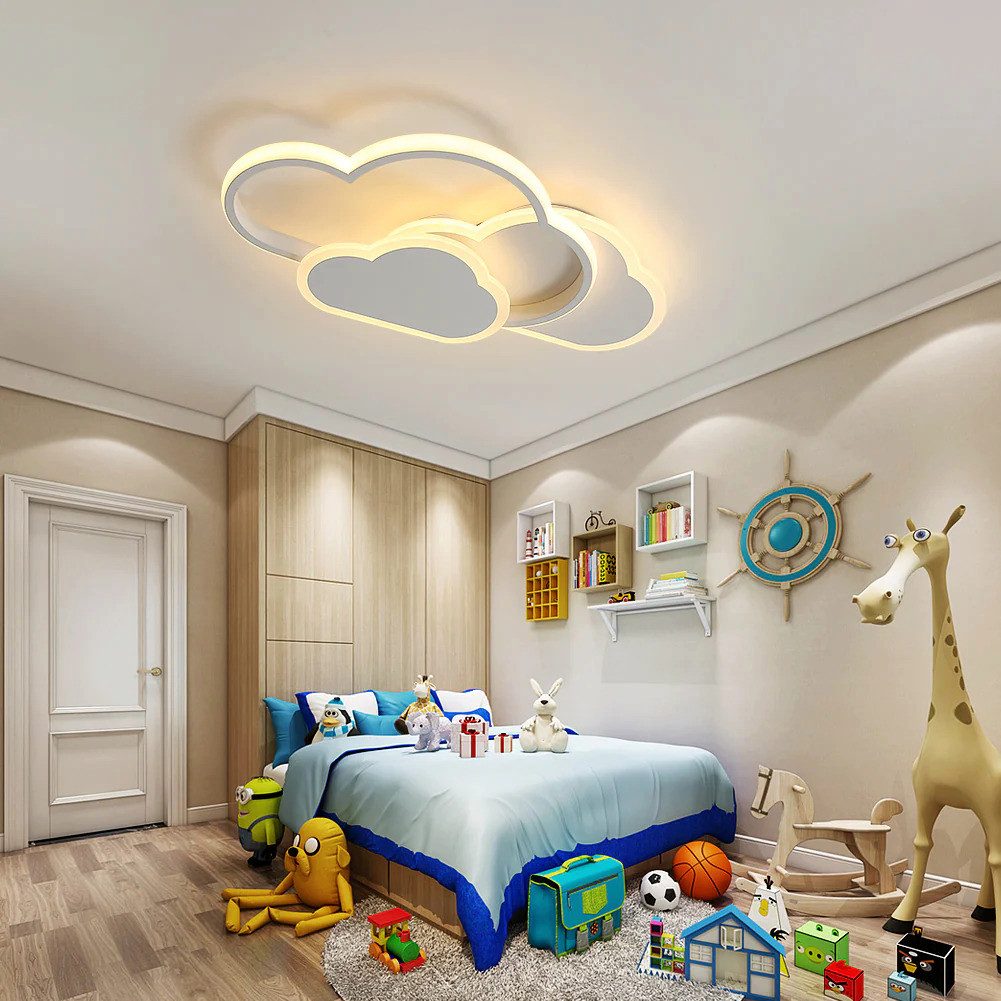 Riserva LED Deckenleuchte Wolken Design LED Deckenleuchte Weiß 32W Dimmbar mit Fernbedienung, LED wechselbar