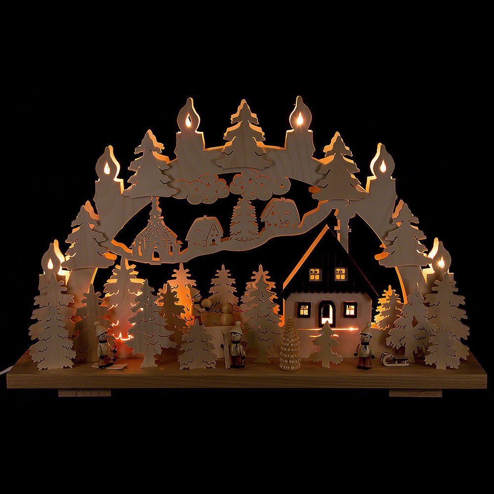 Erzgebirge-Palast Schwibbogen Schwibbogen Winter im Erzgebirge (50x32cm) von Schwibbola