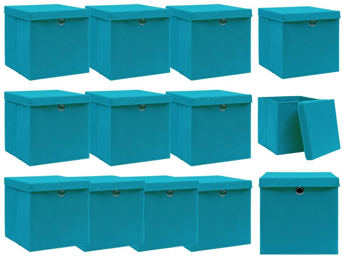 vidaXL Aufbewahrungsbox Aufbewahrungsboxen mit Deckel 10 Stk Babyblau 323232cm Stoff