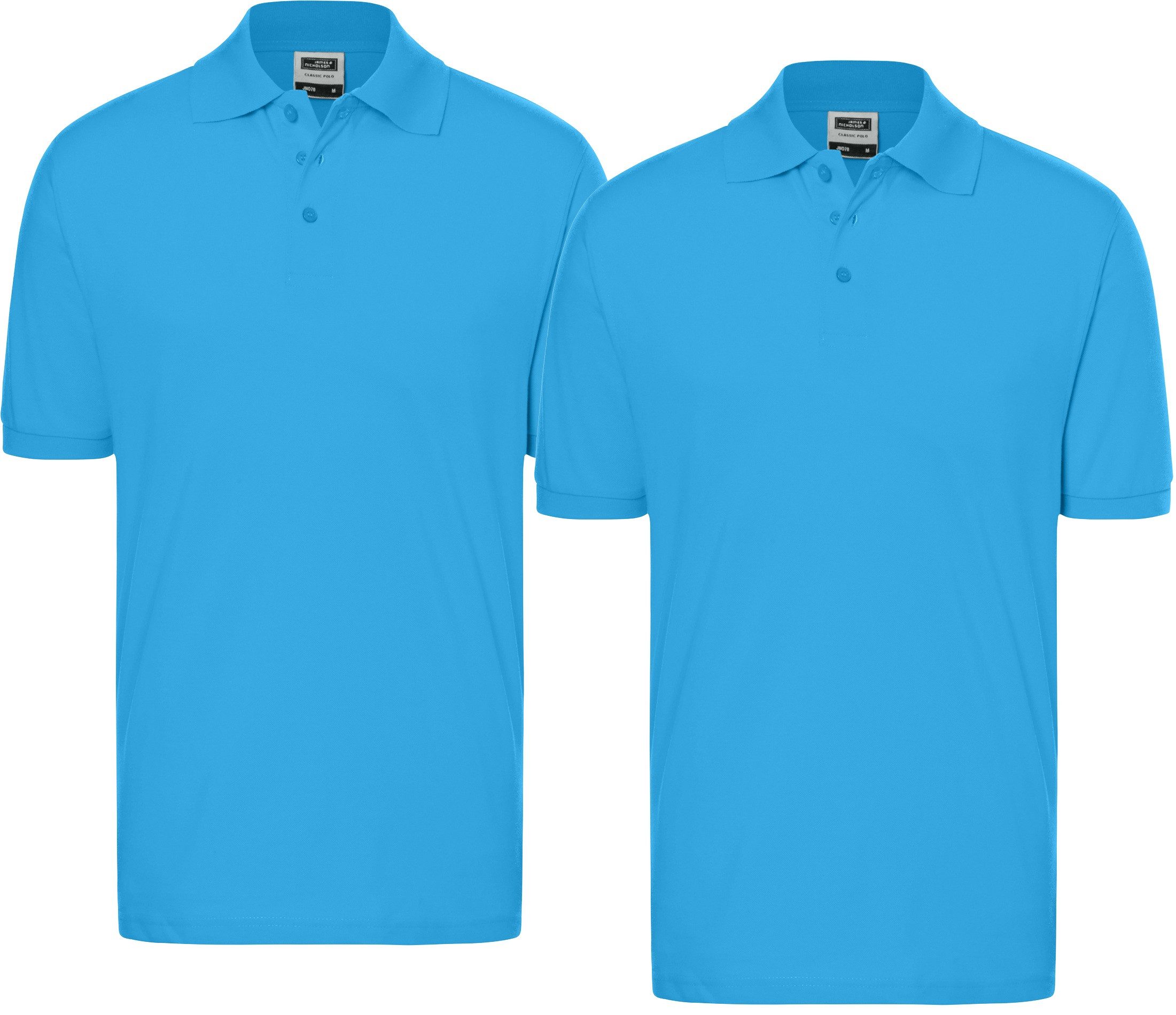 James & Nicholson Poloshirt Doppelpack Feines Herren Piqué-Polohemd mit gestrickten Bündchen JN070 (Doppelpack, 2er-Pack) Sportlicher Schnitt mit Seitenschlitzen