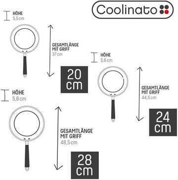 Coolinato Pfannen-Set Edelstahlpfannen Set mit Antihaftbeschichtung, Edelstahl (Pfannen-Set, 3-tlg), Backofenfeste Pfannen für alle Herdarten,ø 20/24/28 cm