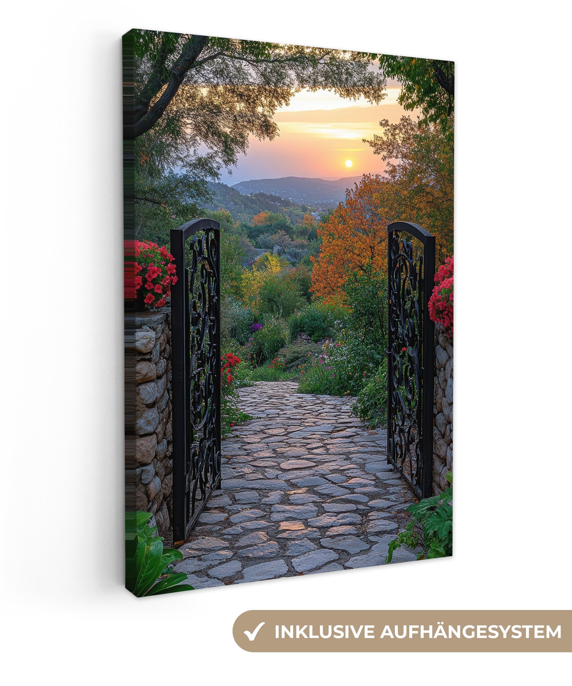 OneMillionCanvasses® Leinwandbild Landschaft - Zaun - günstig online kaufen