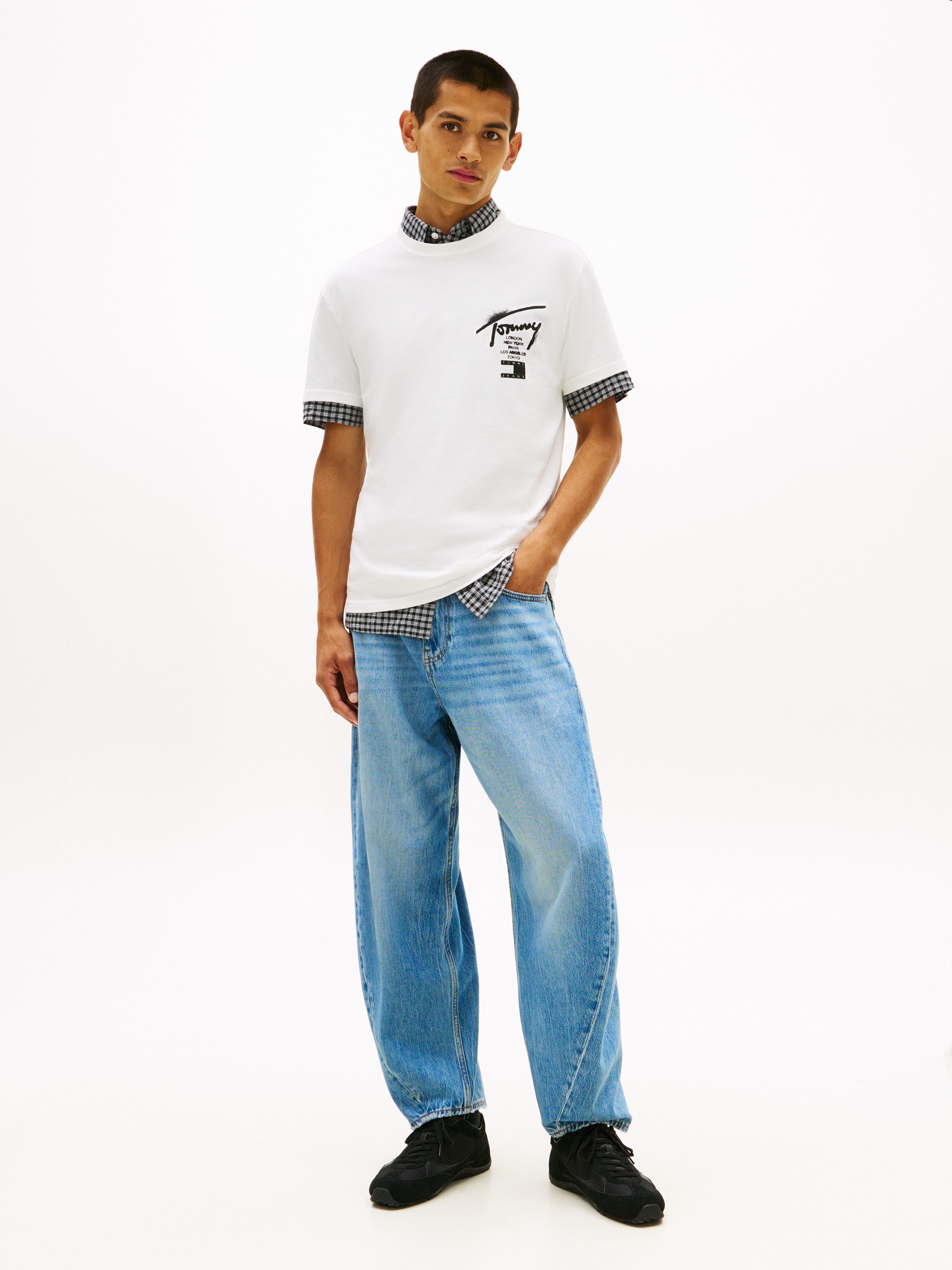 Tommy Jeans T-Shirt TJM REGULAR CITY SIGN Regular fit mit Markenprint