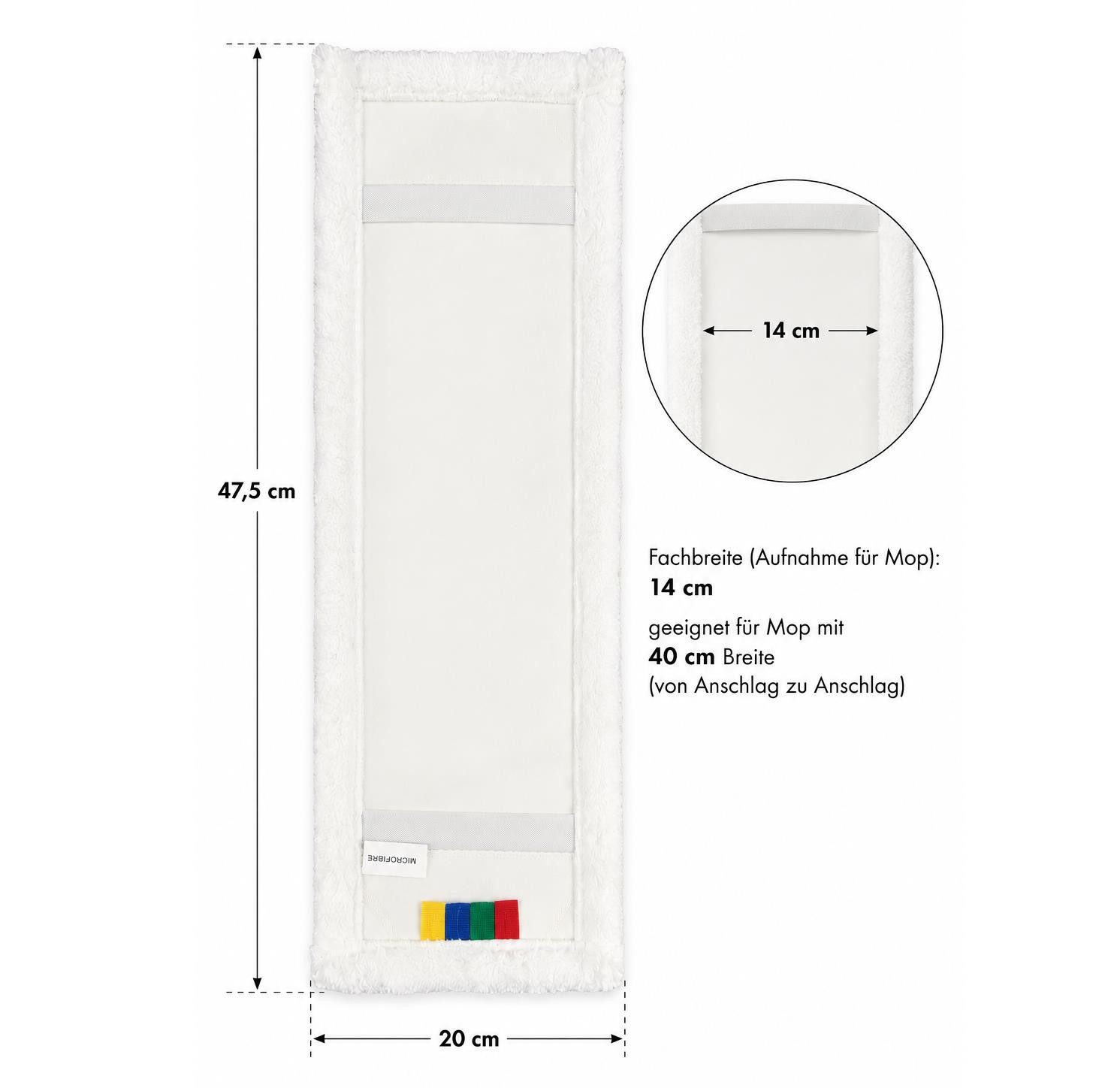 BAYLI Profi Wischmopp Bezug 40 cm Mikrofaser – 1 Stück Wischbezug für Klapph Moppaufsatz