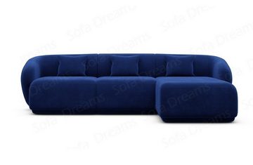 Sofa Dreams Ecksofa Design Couch Polster Samtstoff Sofa Marbella L Form kurz Stoffsofa, Loungesofa mit Ottomane