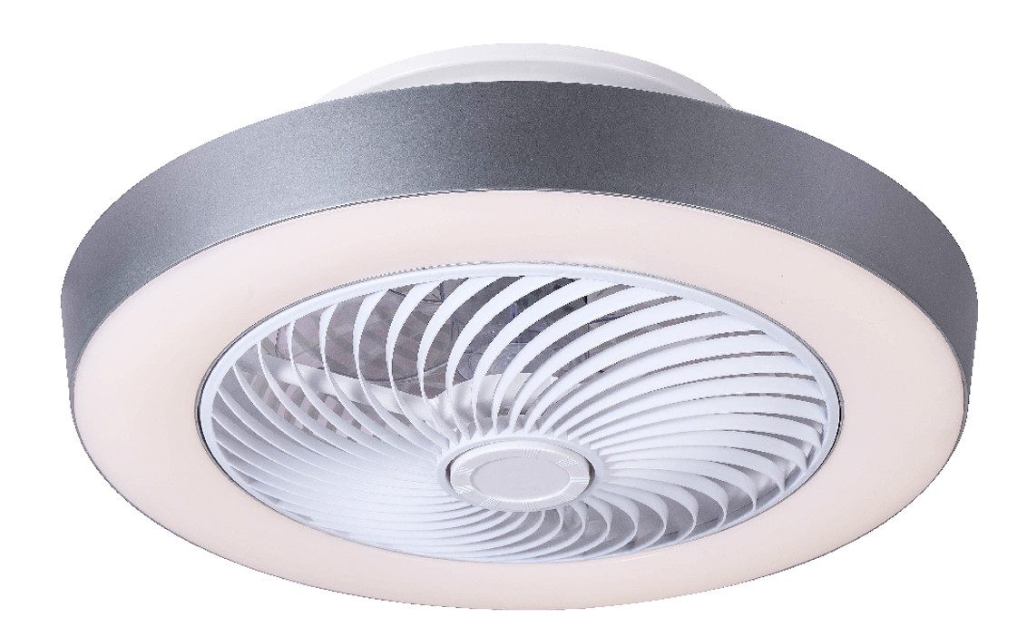 GLOBO LIGHTING Deckenleuchte GHARRA, Dimmfunktion, Fernbedienung, Infrarot inkl., Memoryfunktion, Nachtlichtfunktion, Ventilatorfunktion, mehrere Helligkeitsstufen, LED fest integriert, warmweiß - kaltweiß, Ventilator Funktionen kühlen CCT 2700-6500K weiß grau Wohnraumkühlung