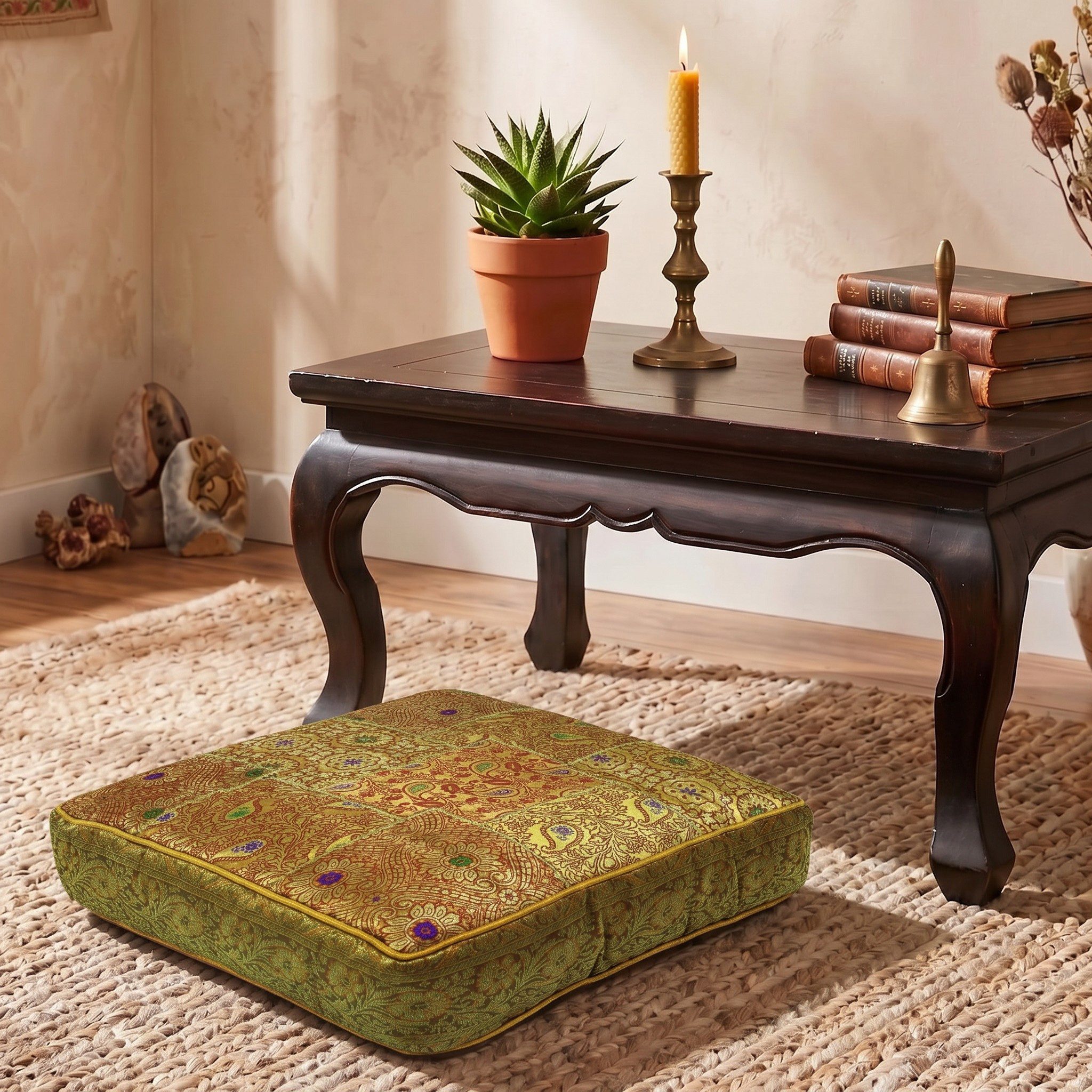 Guru-Shop Sitzkissen Orientalisches eckiges Patchwork Kissen 40 cm,..
