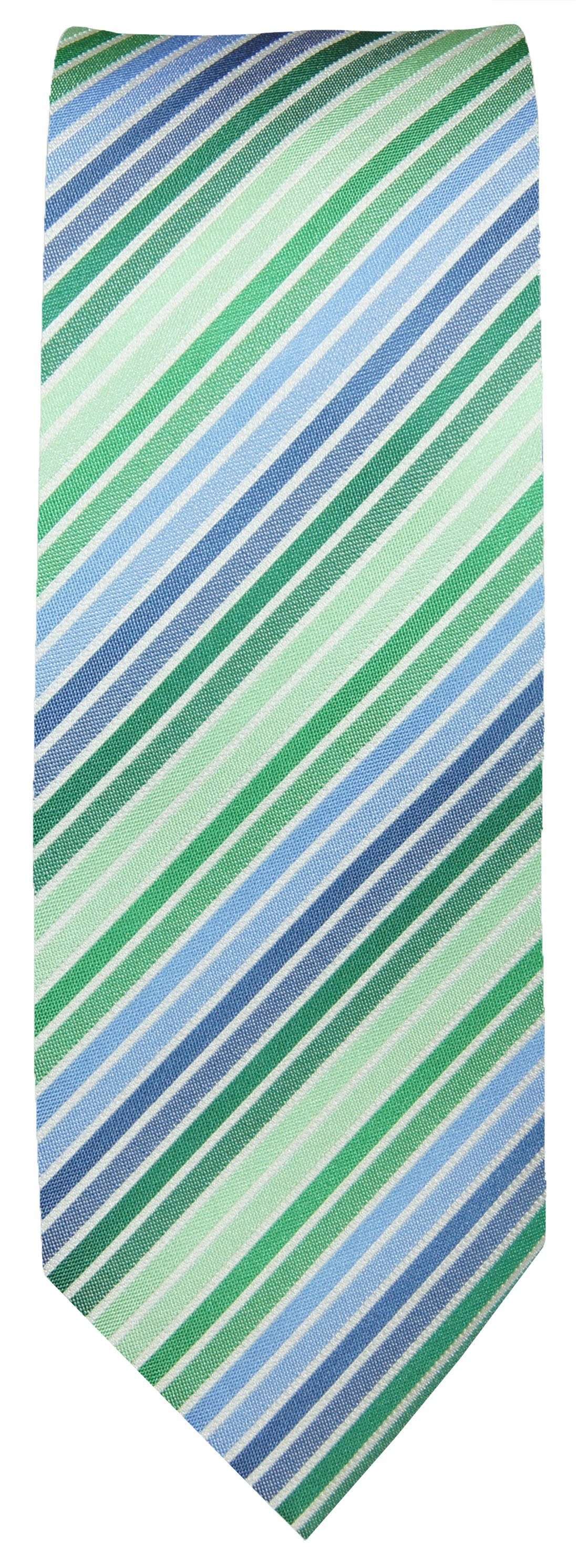 Paul Malone Krawatte moderne Kontrastknoten Krawatte mit Einstecktuch gestreift (Set, 2-St) mintgrün grün blau P5