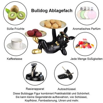 Welikera Tierfigur Bulldoggen Ornamente mit 2 Paletten,Desktop-Dekoration & Organizer
