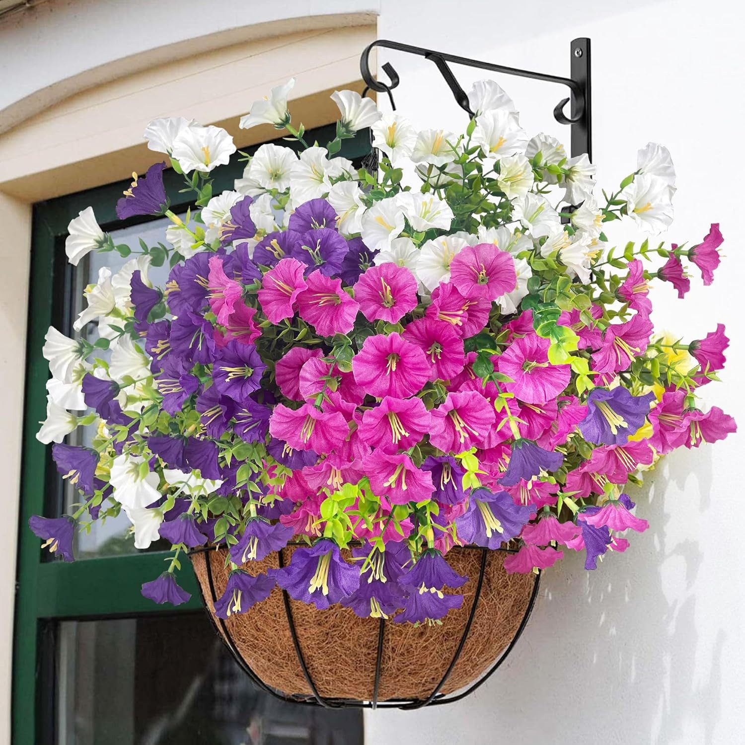 Kunstblumenstrauß 9er Set bunte künstliche Petunien für Balkon & Außenbereich, FOUORTUNATE-BEE, Künstliche Hängepetunien für Balkon- und Blumenkasten-Deko – Bild 4 von 5