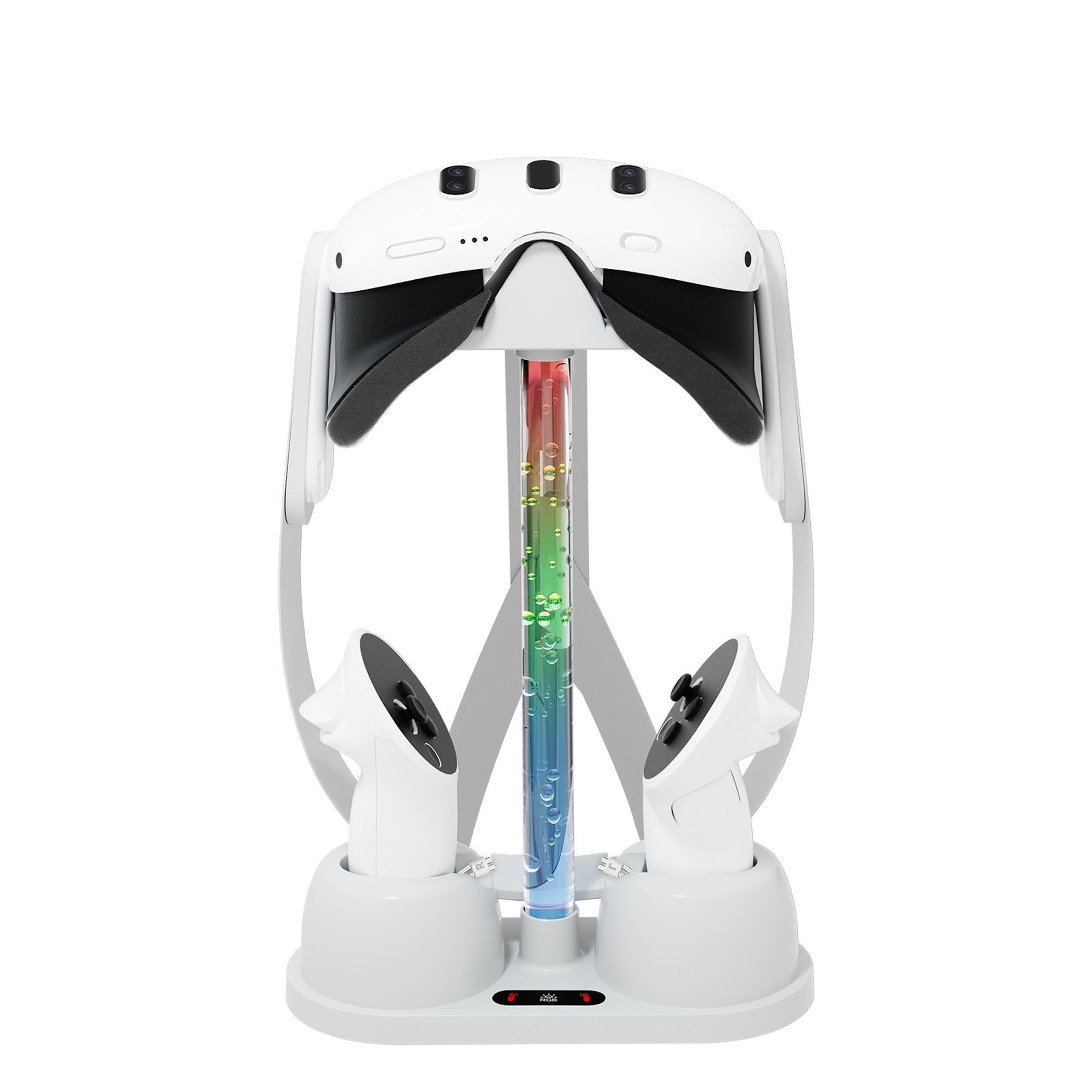Wigento Für Meta Quest 3 VR Ladestation mit RGB Licht Weiß Zubehör Drohne