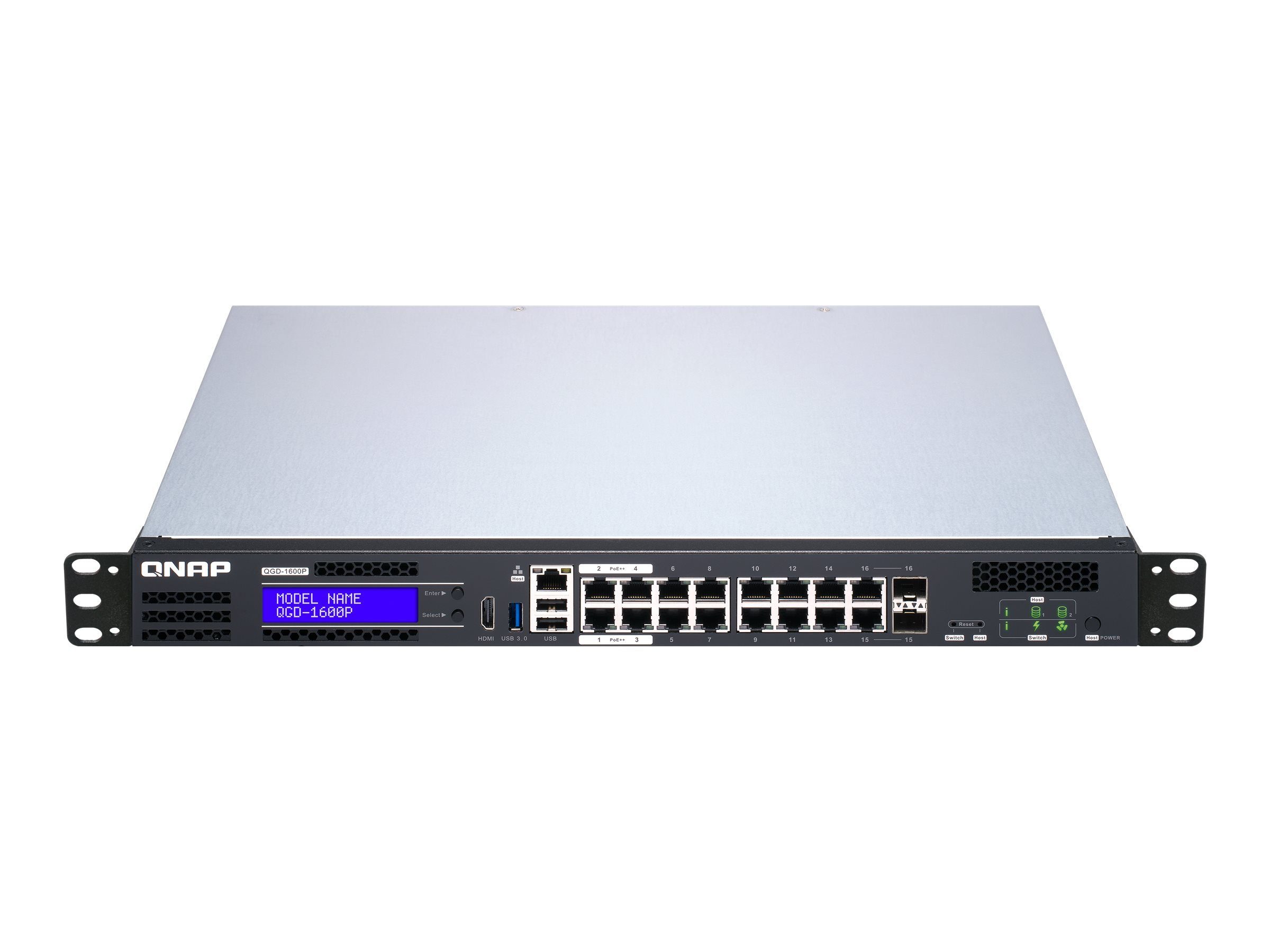 Netzwerk-Switch QGD-1600P 2x QNAP mit PoE SFP+ co und QNAP QGD-1600P-4G 16x 1GbE Ports RJ45