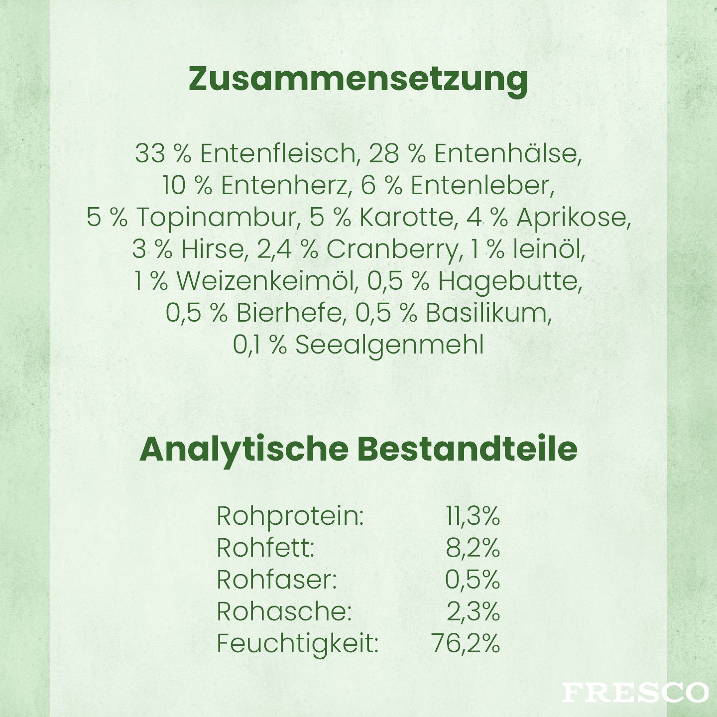 Fresco Dog NassBarf Premium Hundefutter Nass 12 x 400g, Bauernente mit Karotten &Topinambur, Nassfutter für: Hunde, Getreidefrei, zuckerfrei & hochverträglich