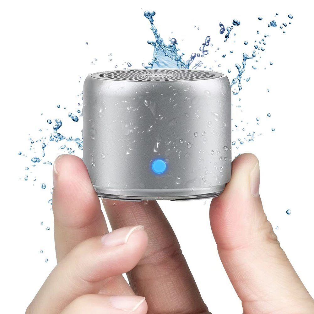 GelldG Bluetooth Lautsprecher Wasserdicht, Tragbarer Mini Lautsprecher Bluetooth-Lautsprecher silber