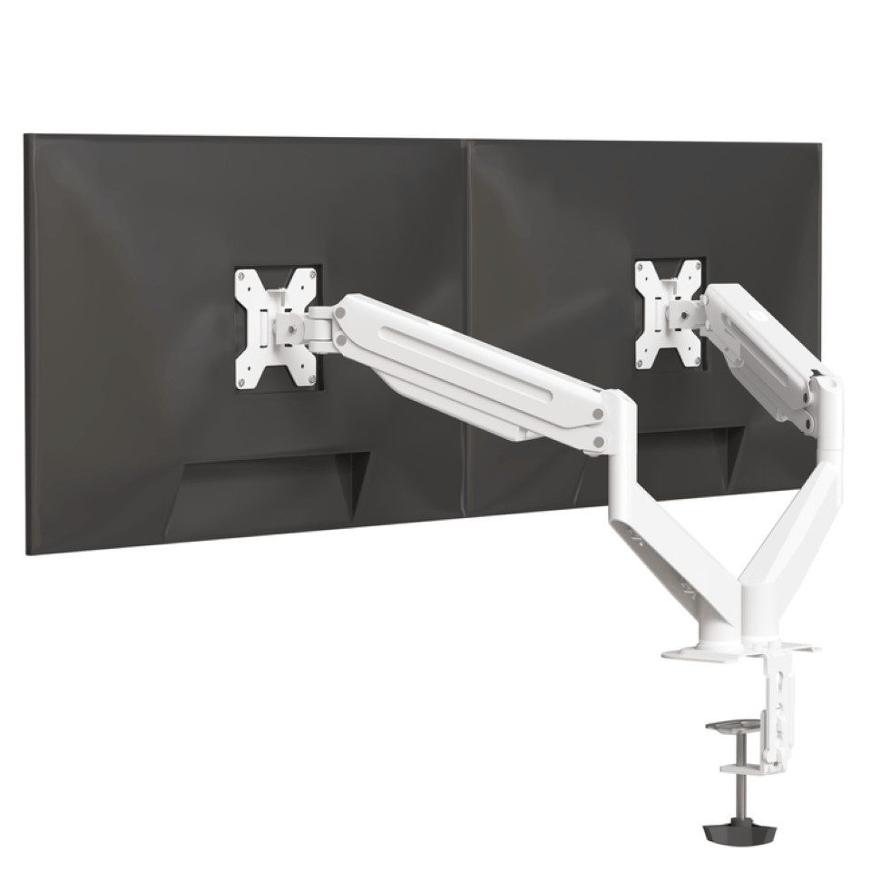 LMG Germany Monitor-Halterung Monitorhalterung für 2 Monitore bis 32 Zoll, je 10 kg, flexibel, (bis 32 Zoll, Gasfeder, VESA 75/100, 360° drehbar, Kabelmanagement, 2 Arme)