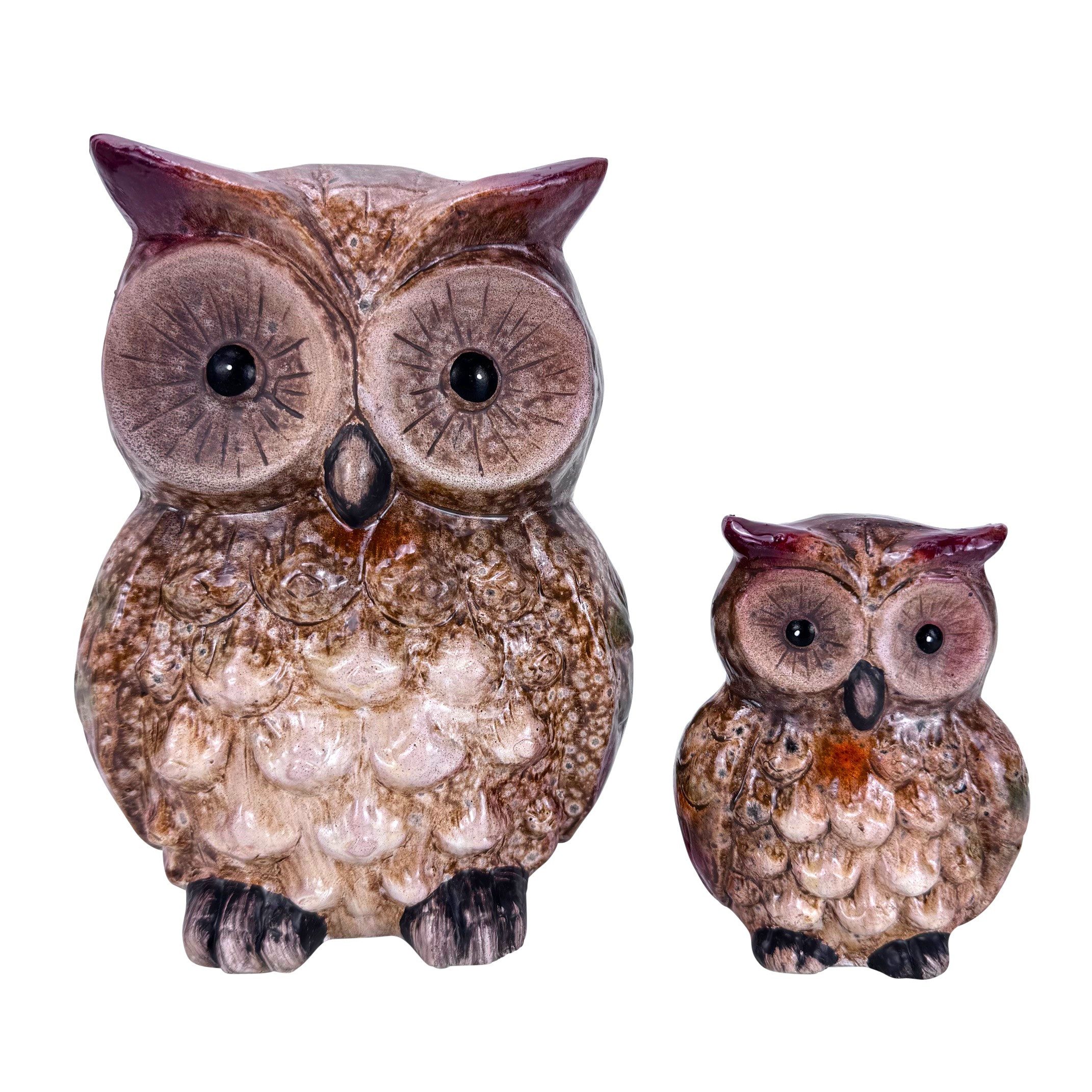 Online-Fuchs Dekofigur 2 Eulen aus Keramik - Herbstdeko, Winterdekoration, günstig online kaufen