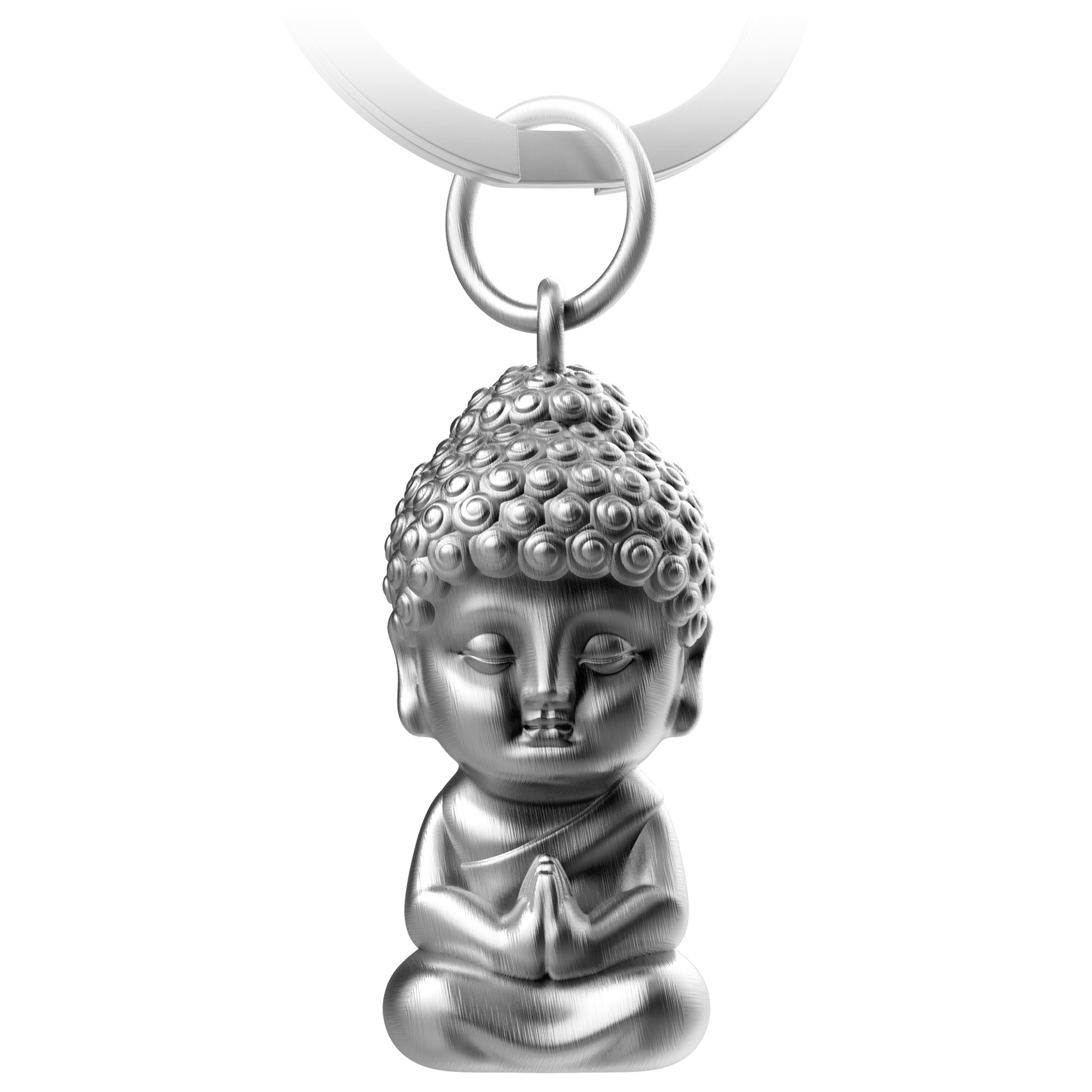 FABACH Schlüsselanhänger Buddha aus Glücksbringer Metall Mini-Buddha - Karma Silber Anhänger - Antique