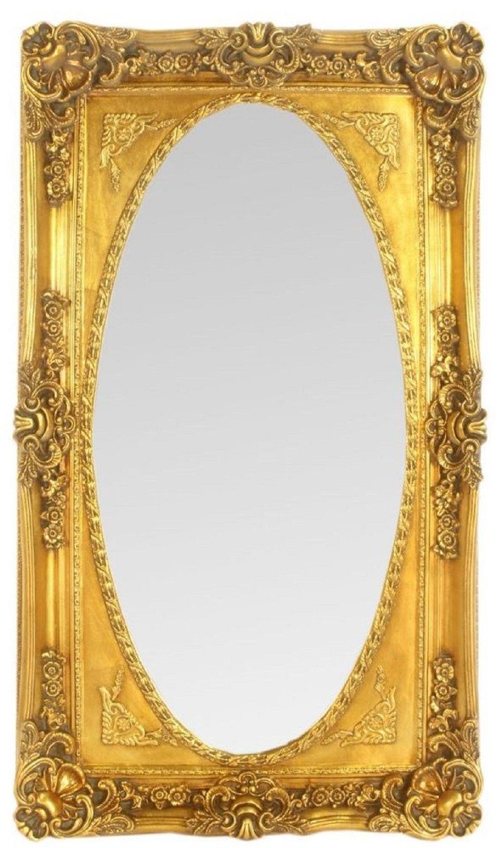 Casa Padrino Barockspiegel Barock Wandspiegel Spiegel Gold 80 x H. 145 cm - Garderoben Spiegel - Prunkvoller Barock Spiegel mit wunderschönen Verzierungen