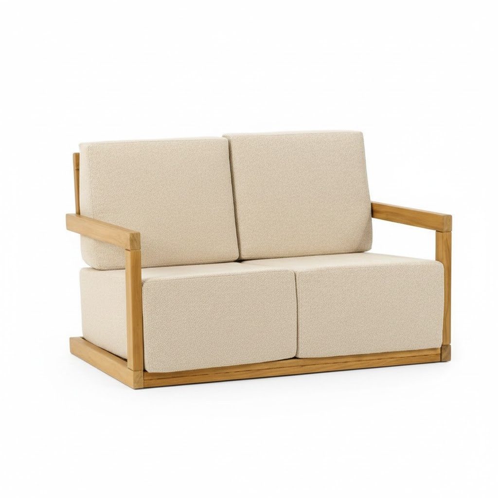 JVmoebel Gartensofa Gartensofa Moderner Stil Weiße Farbe Holzrahmen Weiches Kopfteil, 1 Teile