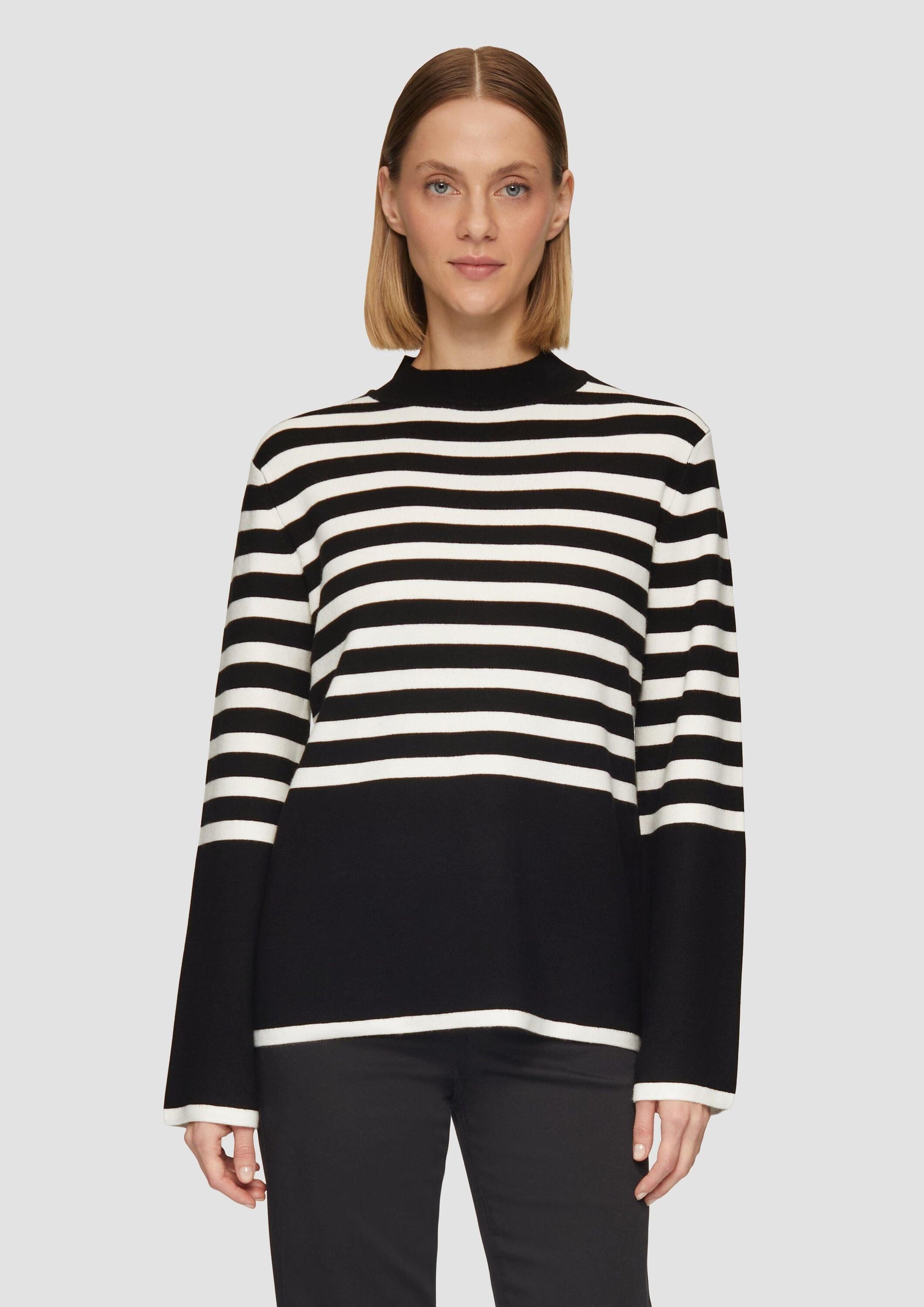 s.Oliver Longpullover Strickpullover Gestreifter Strickpullover mit ausgest günstig online kaufen