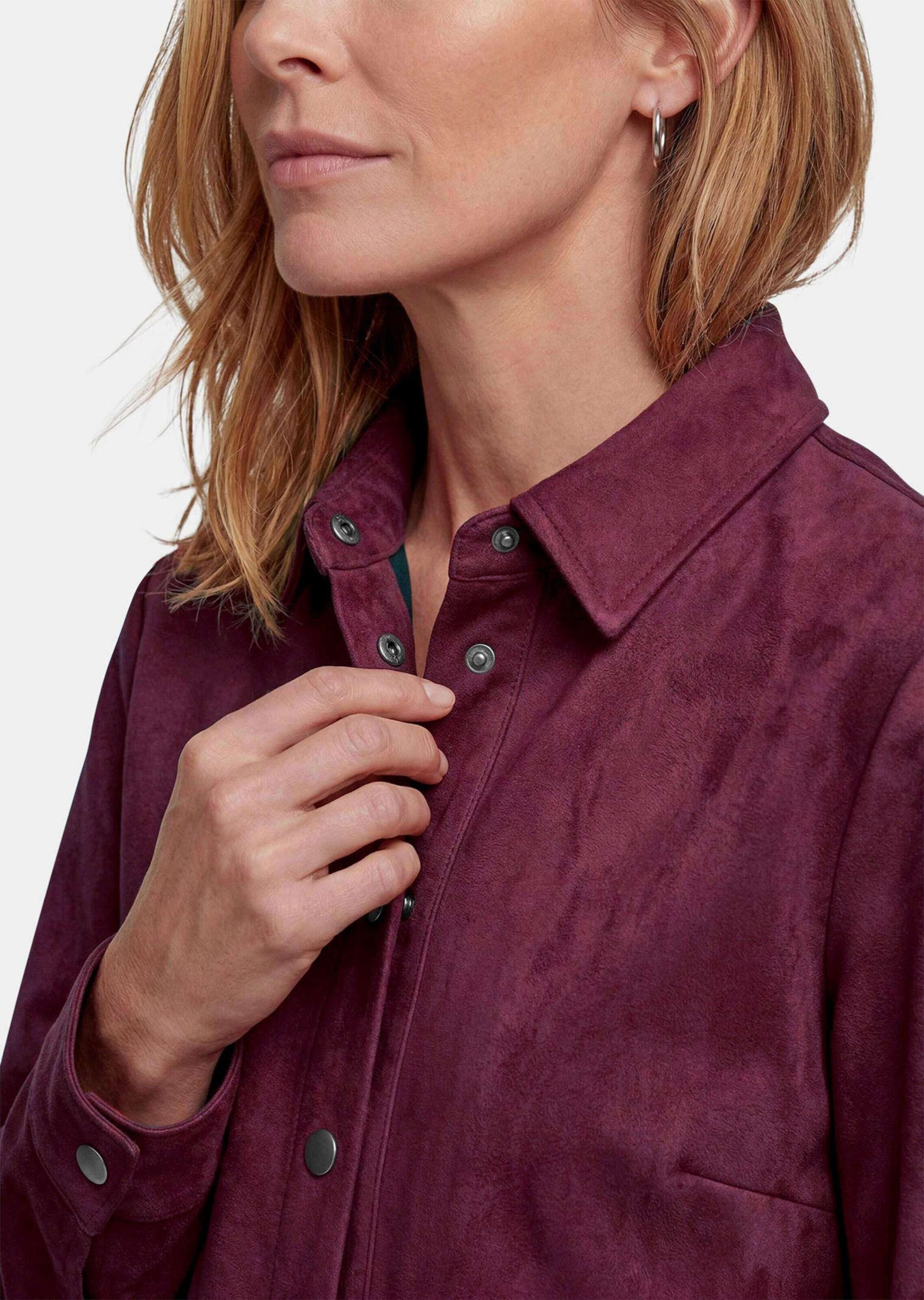 GOLDNER Outdoorjacke Hemdjacke in Veloursleder-Optik Gerade geschnittene Blusenjacke mit Hemdkragen und Knopfleiste – Bild 5 von 5