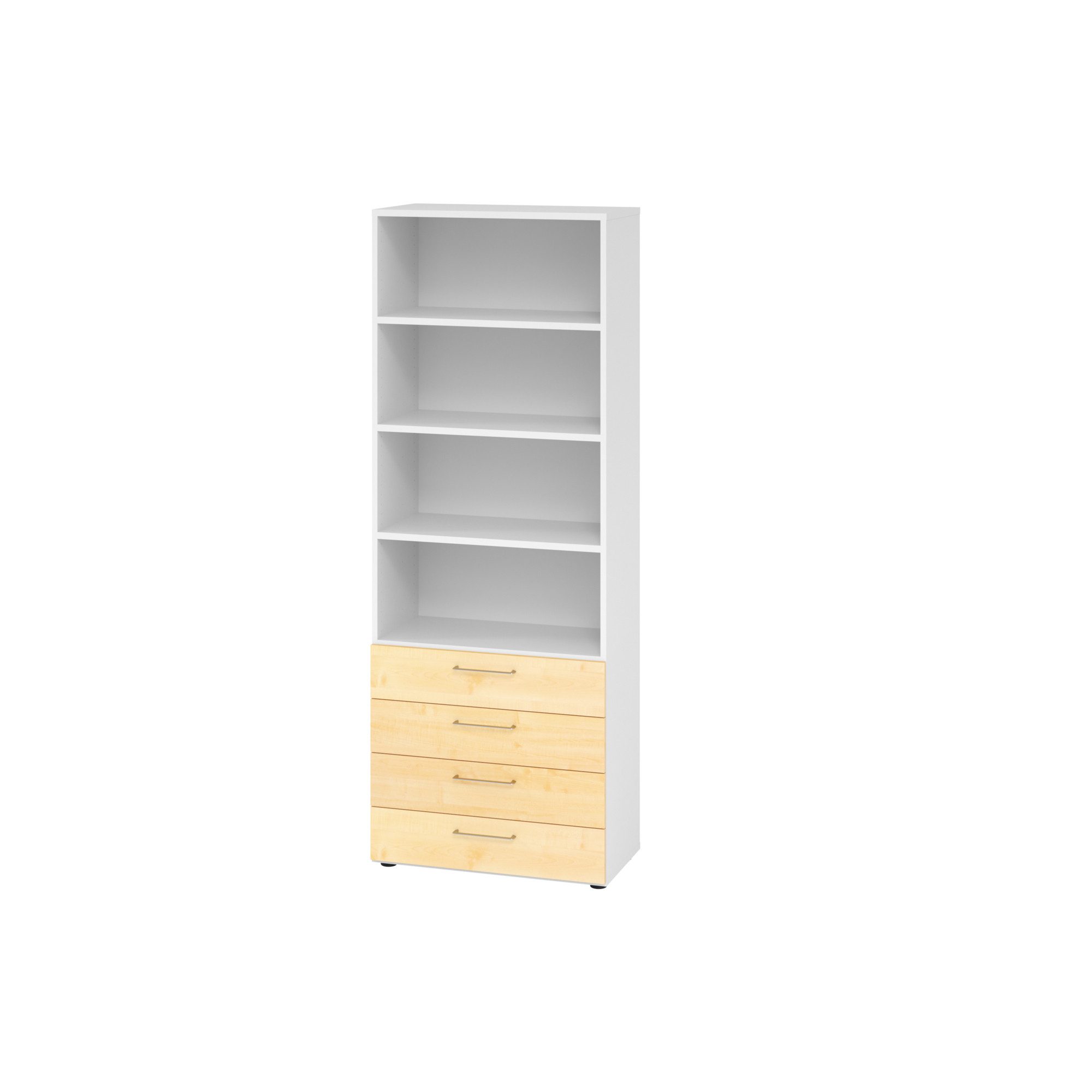 Aktenschrank Regal 6OH 4 Schübe weiß/Ahorn