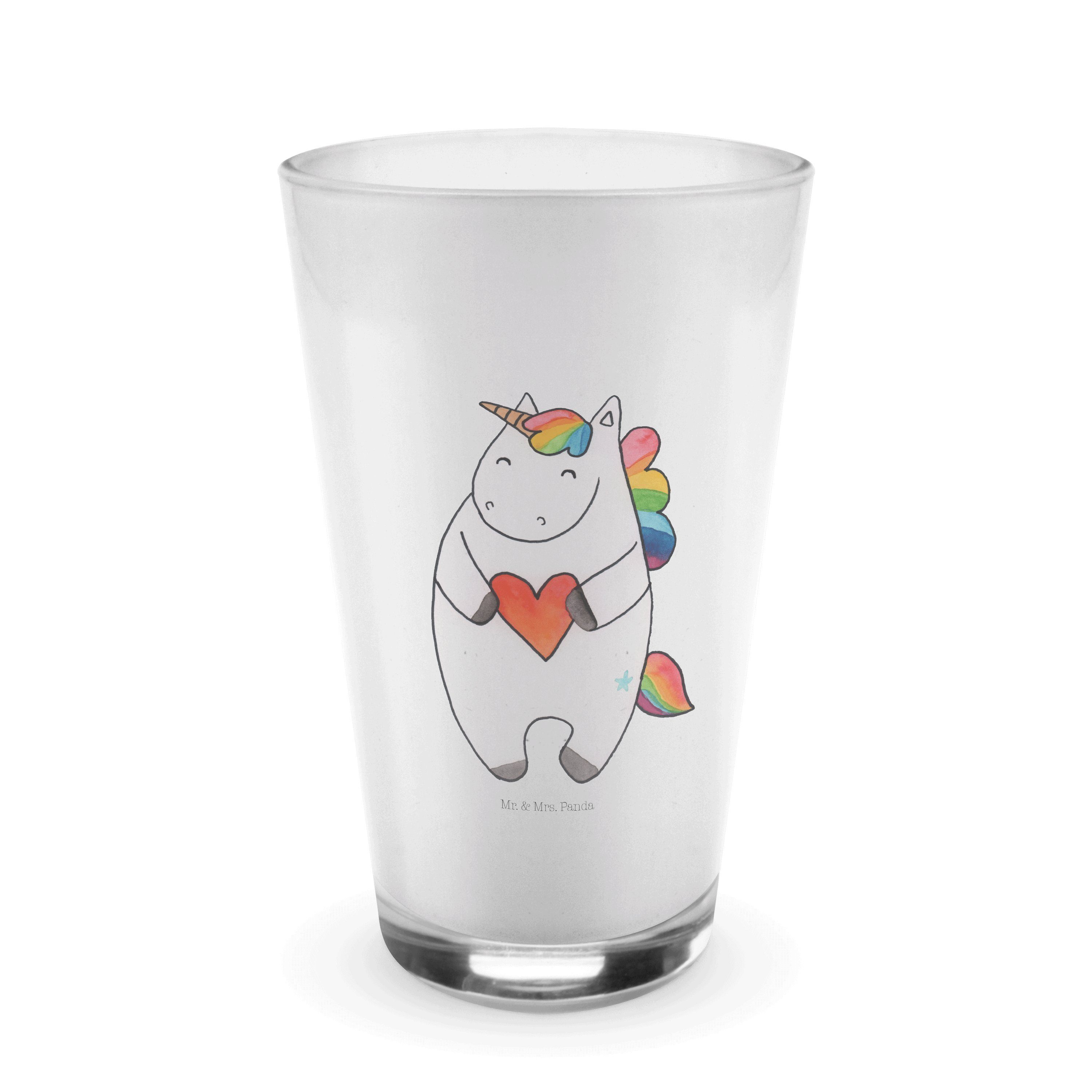 Herz Glas Deko, & Transparent - Glas Premium Mr. Einh, Einhorn böse, Mrs. Panda Einhorn Geschenk, Glas, -