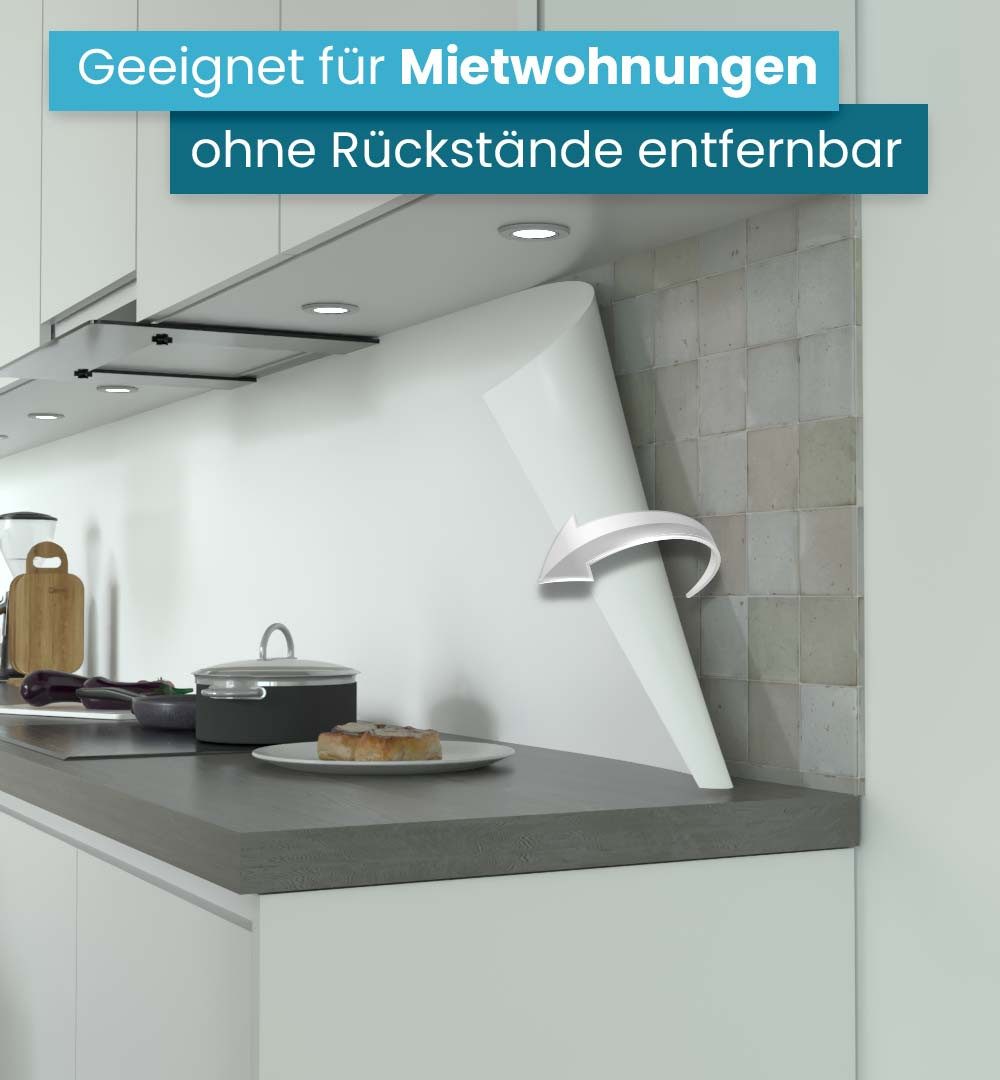 MyMaxxi Küchenrückwand Küchenrückwand selbstklebend Farbe Weiß unifarben einfarbig weiß, (Klebefolie passend geschnitten und gerollt B 60 cm x H 60 cm), Farbe Weiß B 60 cm x H 60 cm