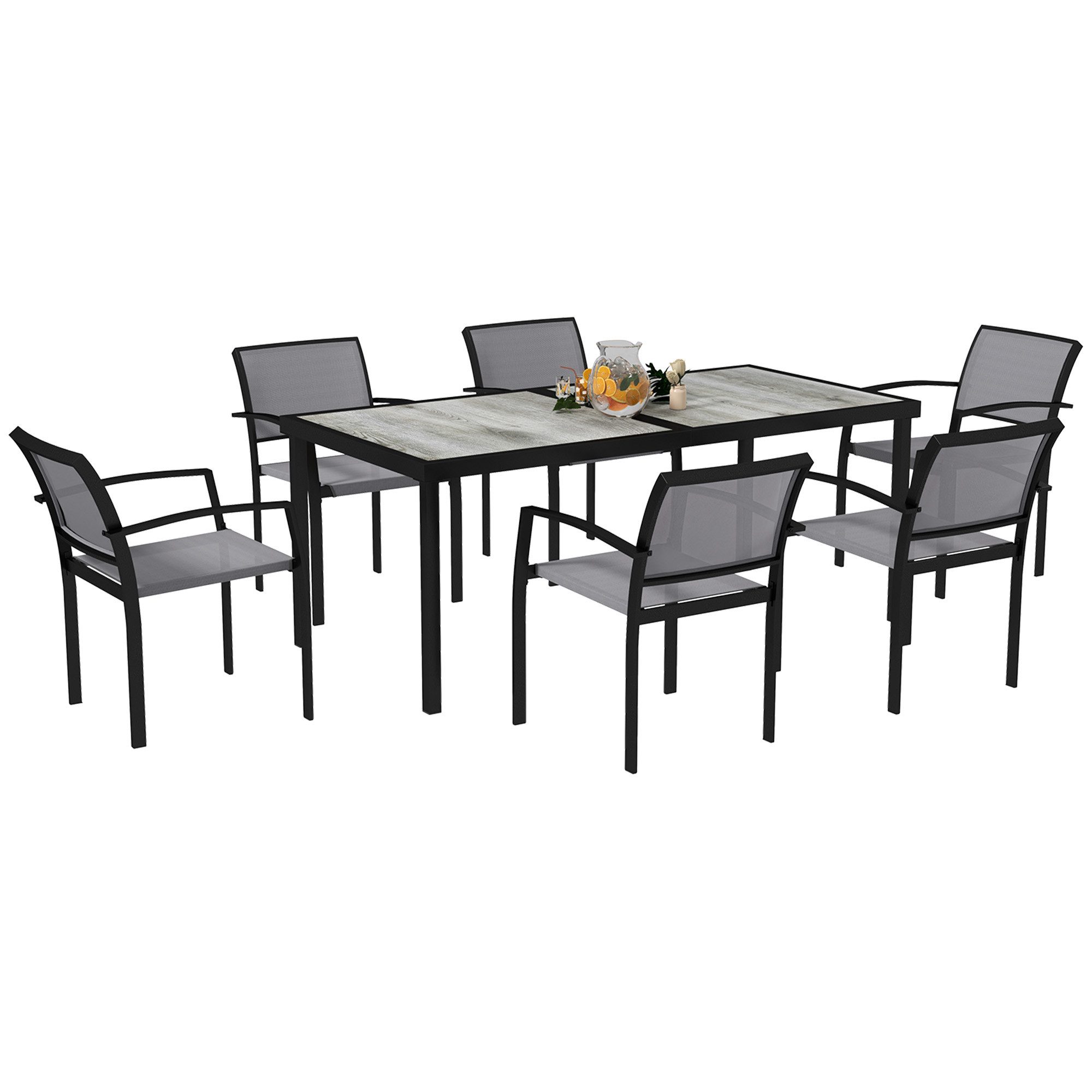 Outsunny Garten-Essgruppe für 6 Personen, Esstisch günstig online kaufen