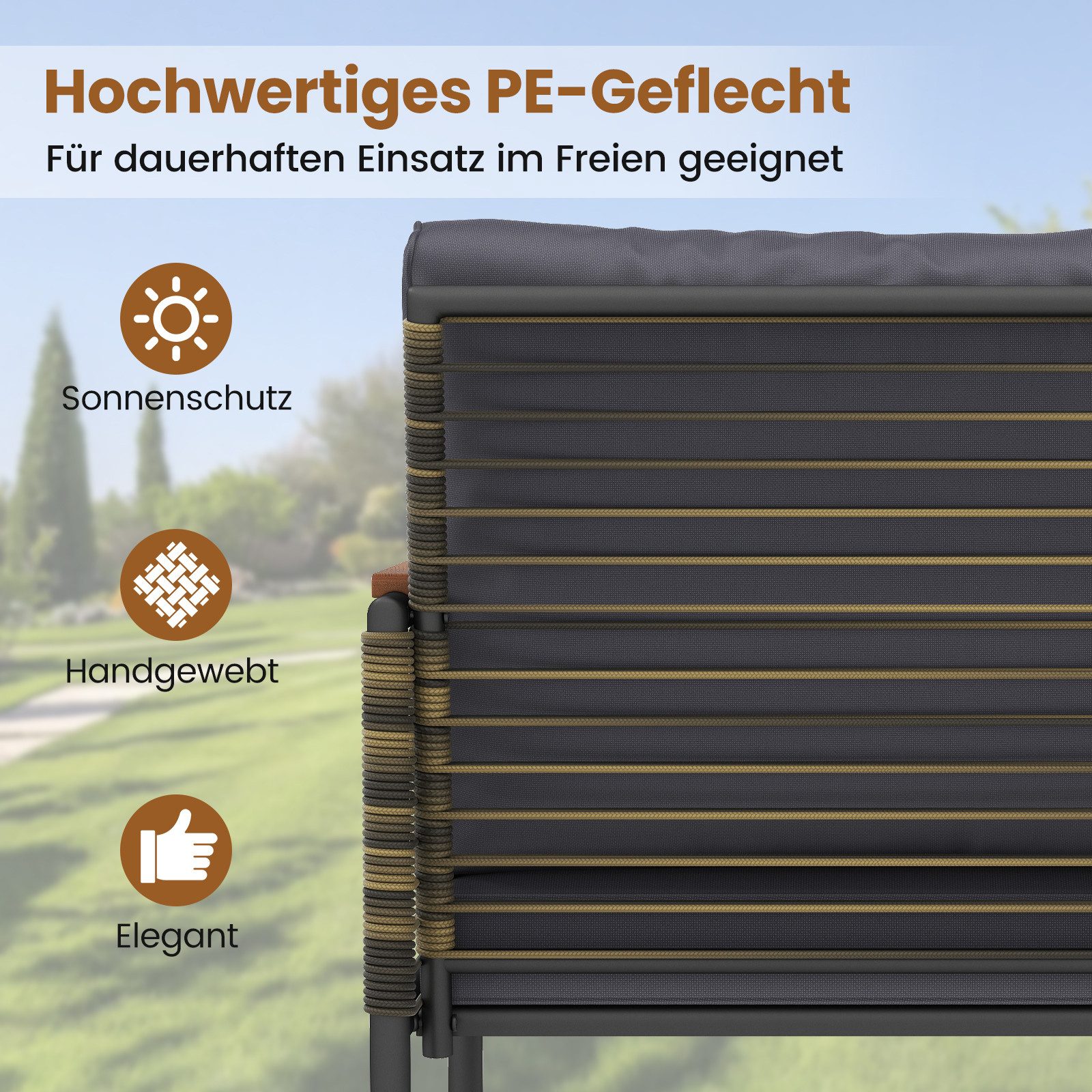 COSTWAY Gartenlounge-Set, (5-tlg), Gartenmöbel mit 2 Sessel, Ottomane, Tisch