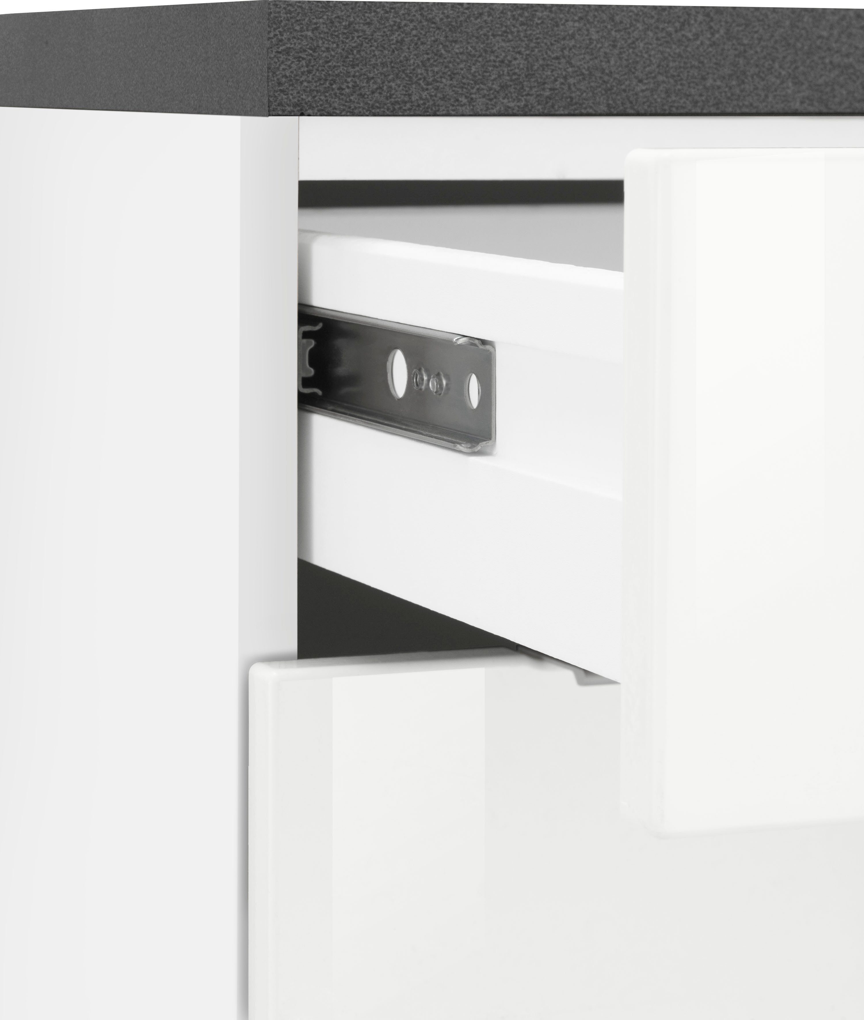 HELD MÖBEL Küchenzeile Hochglanz/weiß | weiß cm mit 280 weiß E-Geräten, Breite Brindisi
