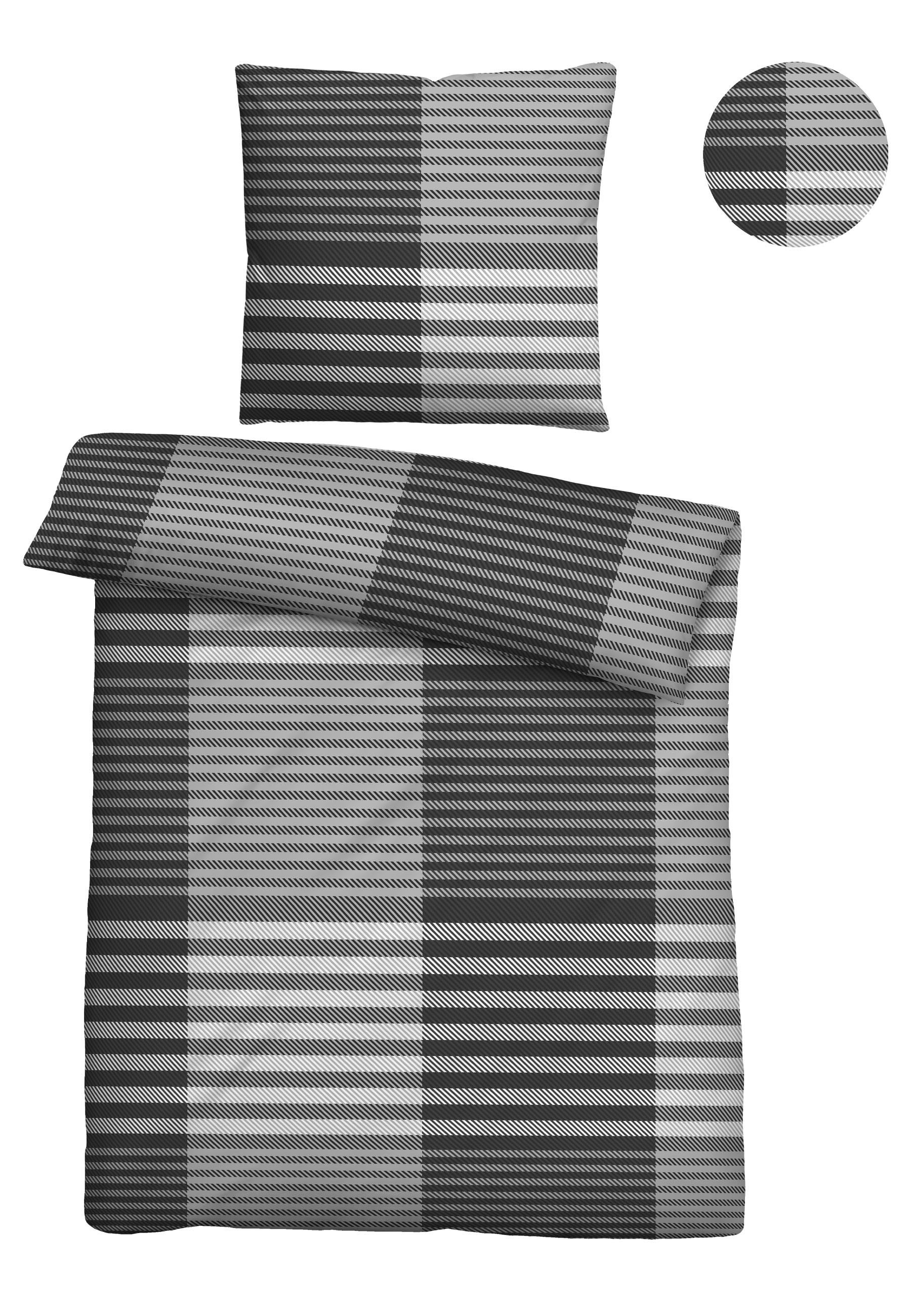 Biberna Bettwäsche 0004106, Feinbiber, 2 teilig, wohlig warm + weich, pflegeleicht, 100% Baumwolle, Reißverschluss