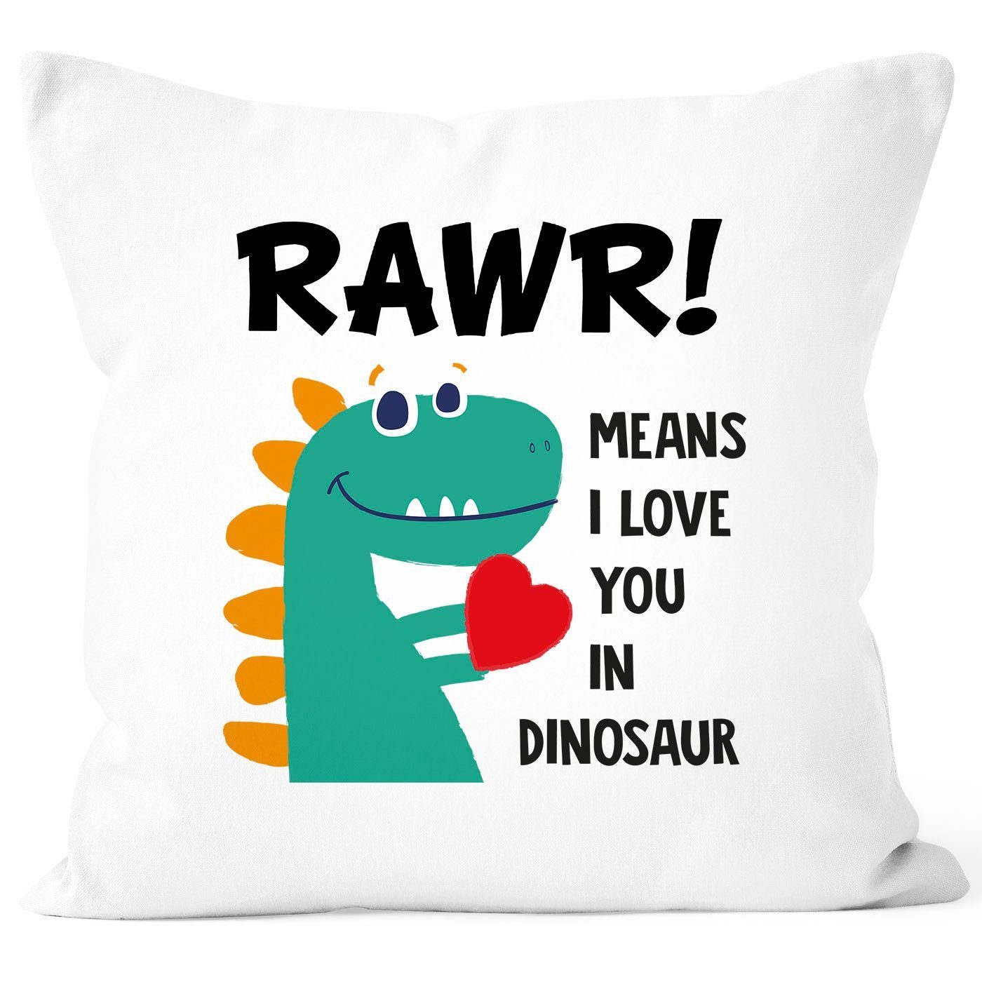 SpecialMe Dekokissen Kissenbezug Spruch Rawr means I Love you in dinosaur! Dinosaurier Aufdruck Geschenk Liebe Liebeserklärung Ich liebe dich SpecialMe®