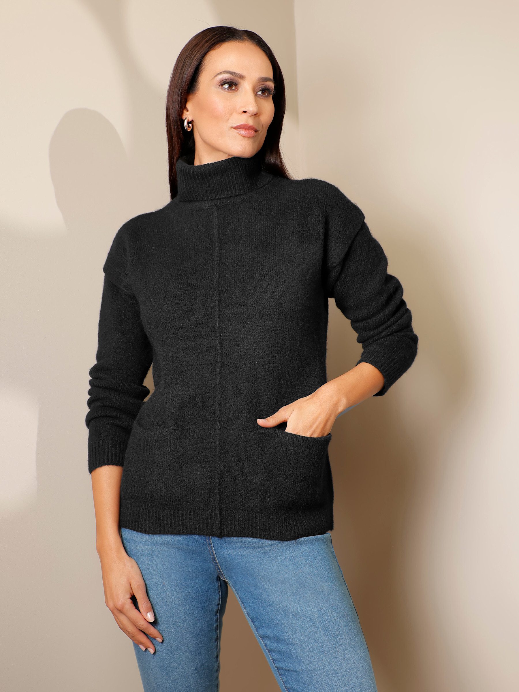 heine Strickpullover Rollkragen-Pullover Langarm Feinstrick, Effektgarn