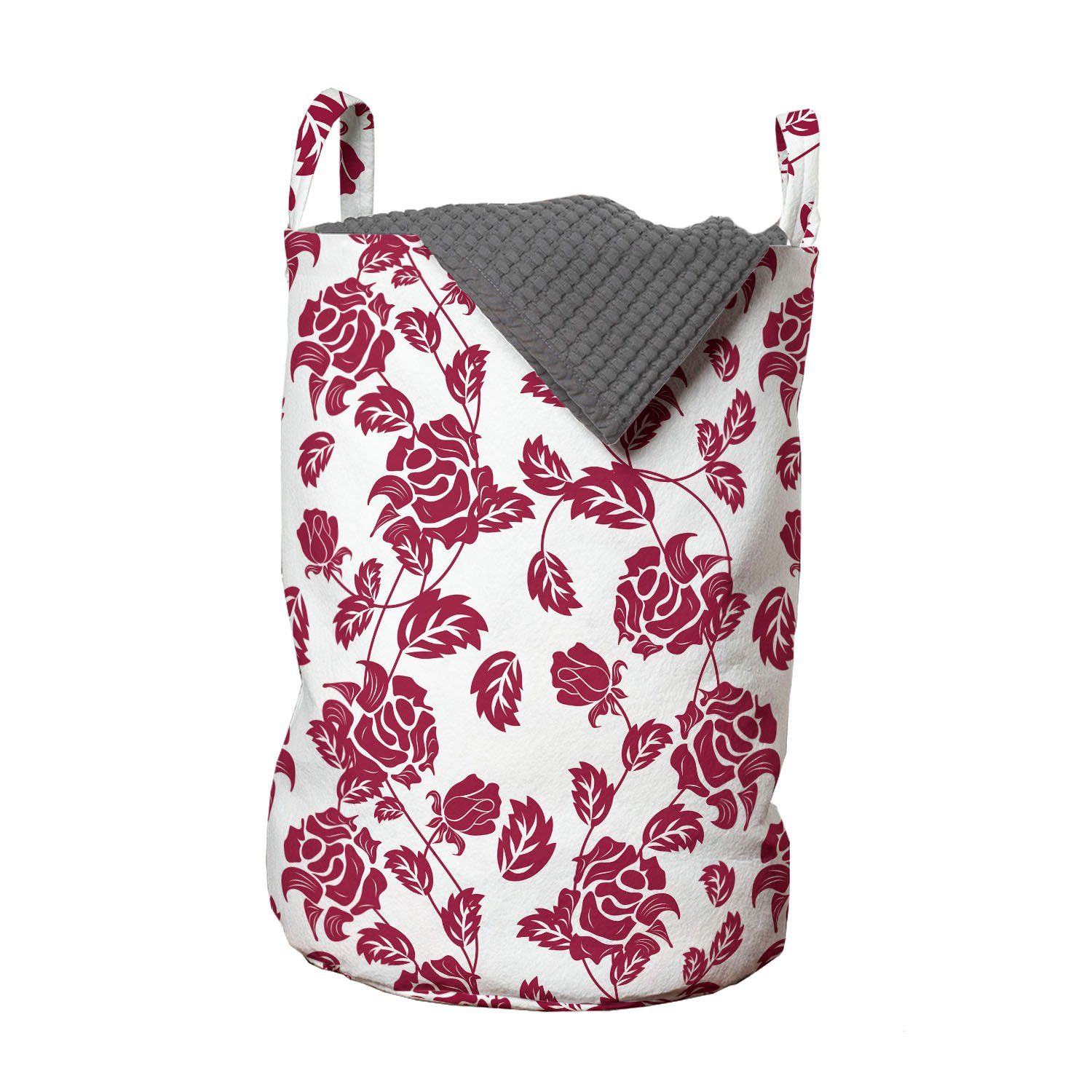 Abakuhaus Wäschesäckchen Wäschekorb mit Griffen Kordelzugverschluss für Waschsalons, Rose Simplistic feste farbige Rosen