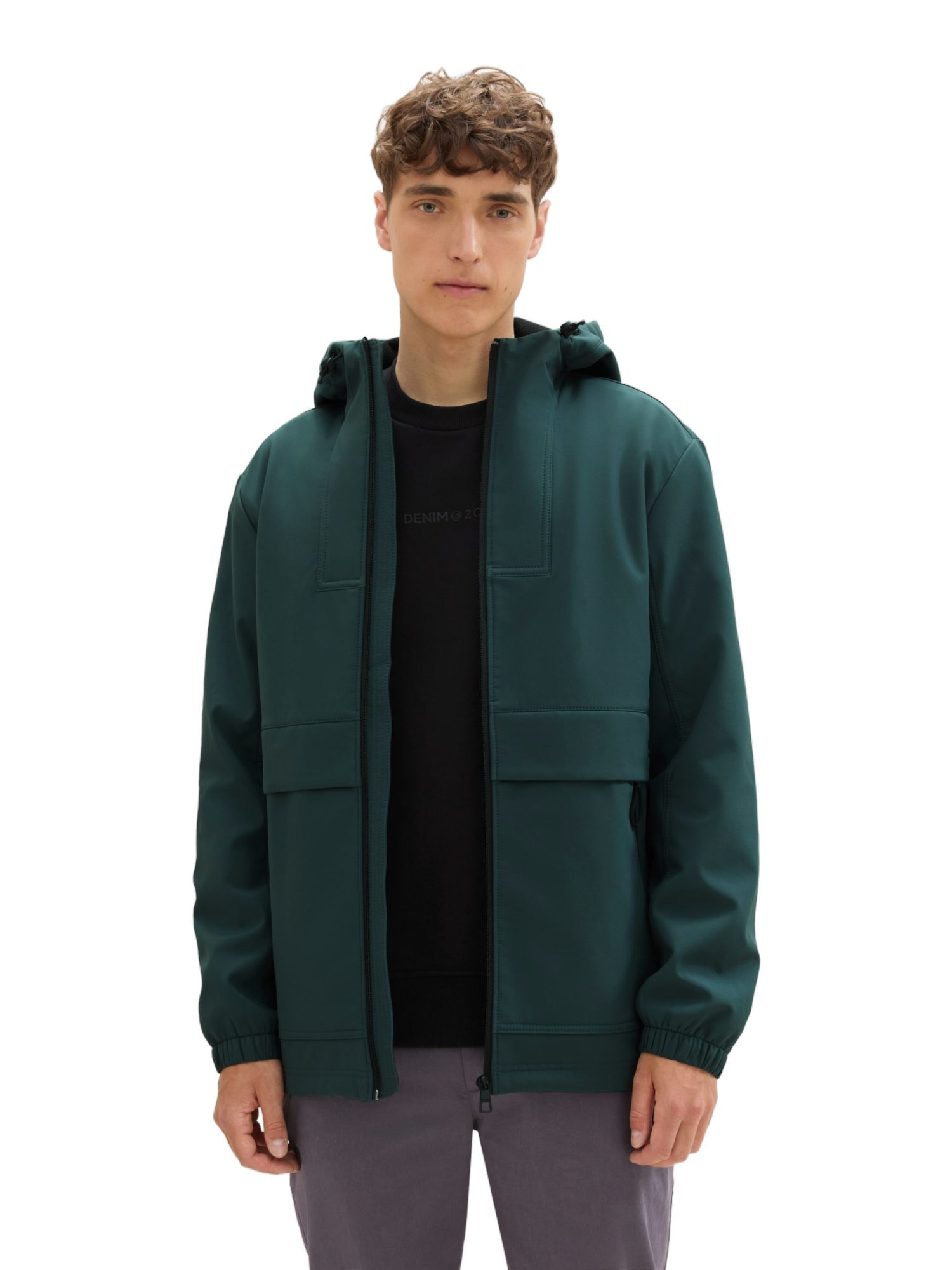 TOM TAILOR Denim Outdoorjacke O grün,Outdoor,Polyester,Unifarben,Stehkragen,Lang,Regular Fit