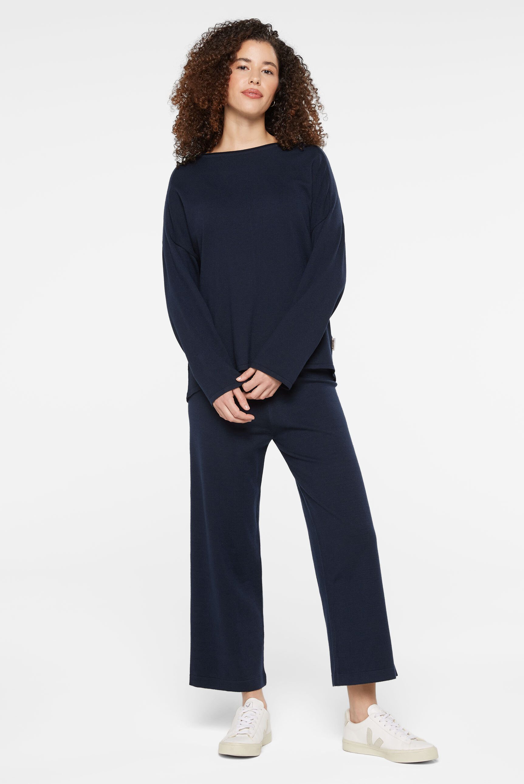 SENSES.THE LABEL Rundhalspullover mit Rollsäumen