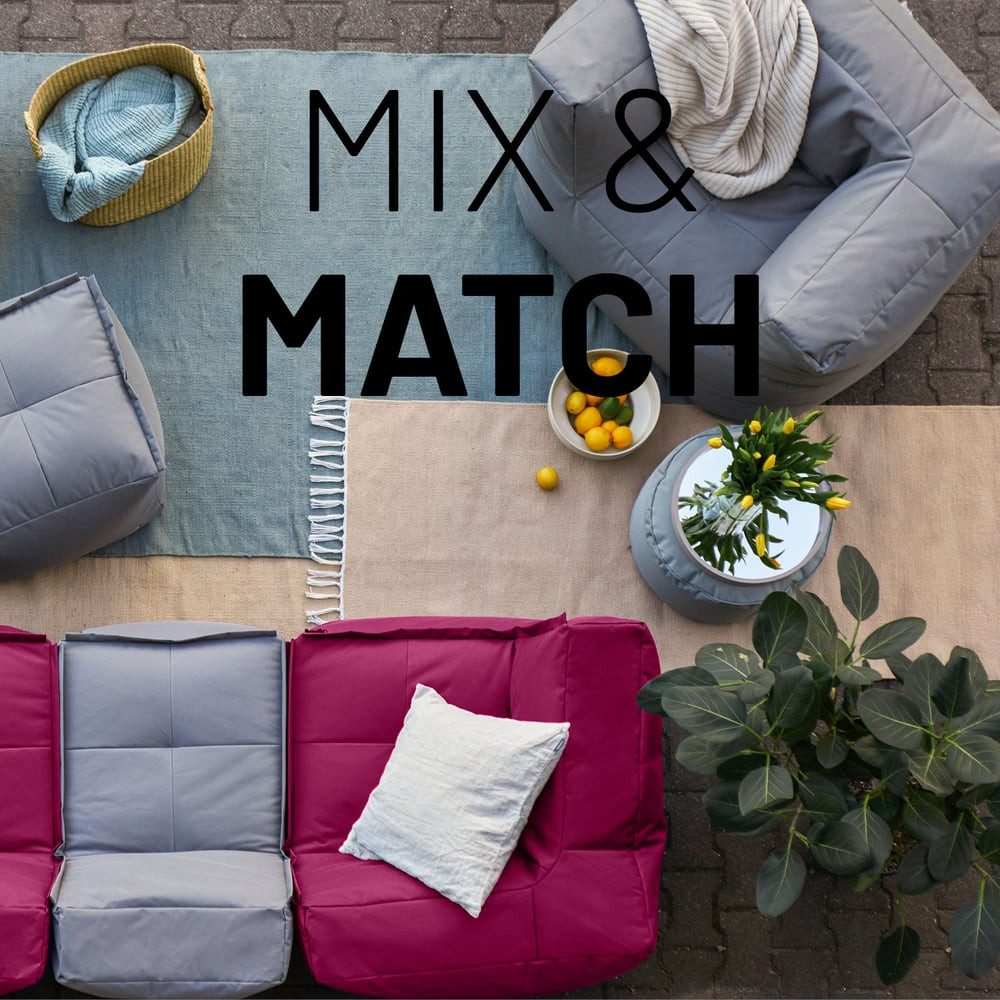 Lumaland Sitzsack In- & outdoor Sofa individuell kombinierbar mit dem Modularen System, Sessel wasserfest abnehmbarer Bezug erweiterbar waschbar